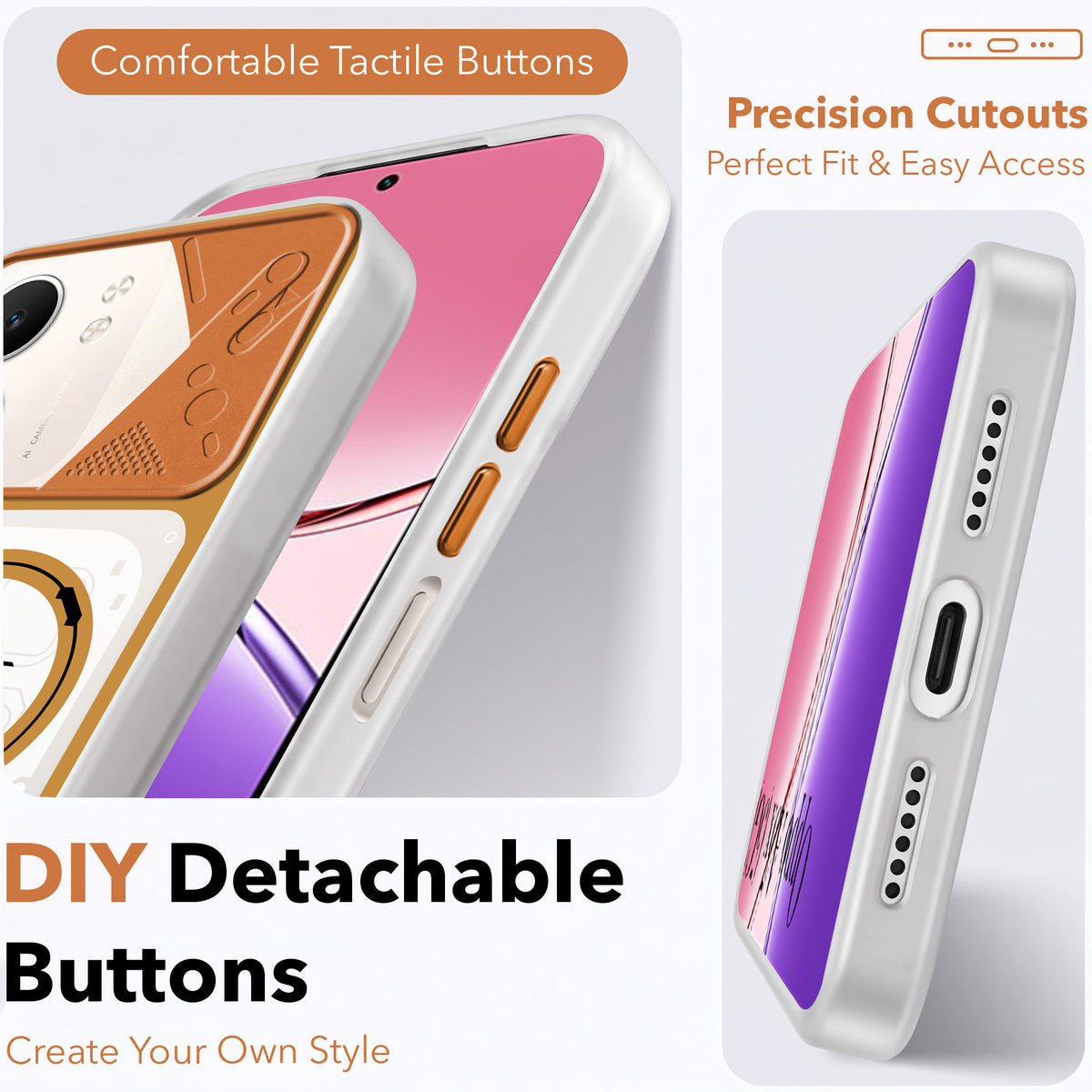 For Oppo A5X Metallic Back Cover Case (Metallic Camera Protection & Buttons | Translucent Milky Shade | Hard Polycarbonate)