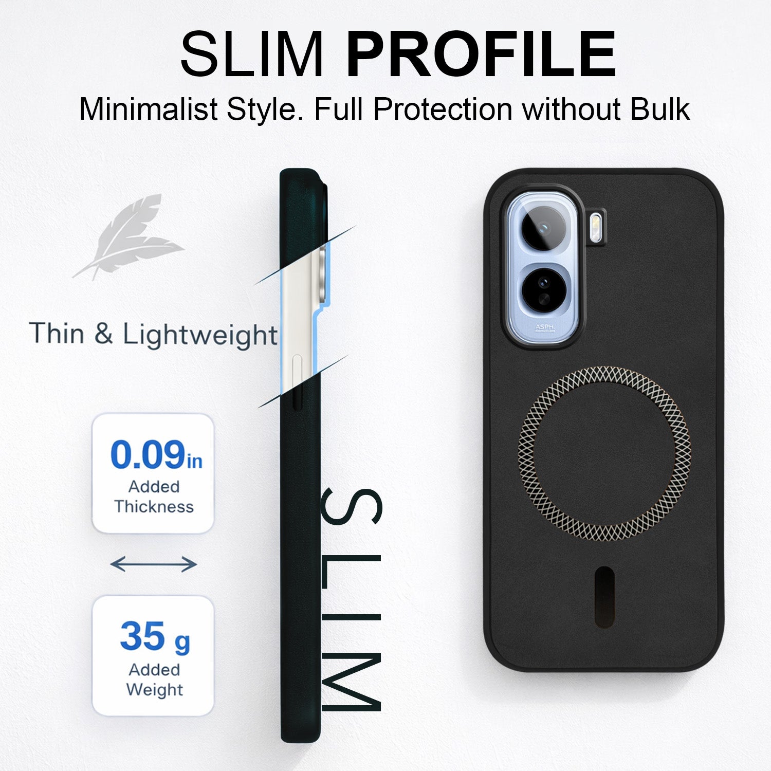 For Vivo T5 Pro 5G Back Cover Case Leather Finish (MagSafe Compatible Wireless Charging | Soft Touch | Camera Bump Protection)