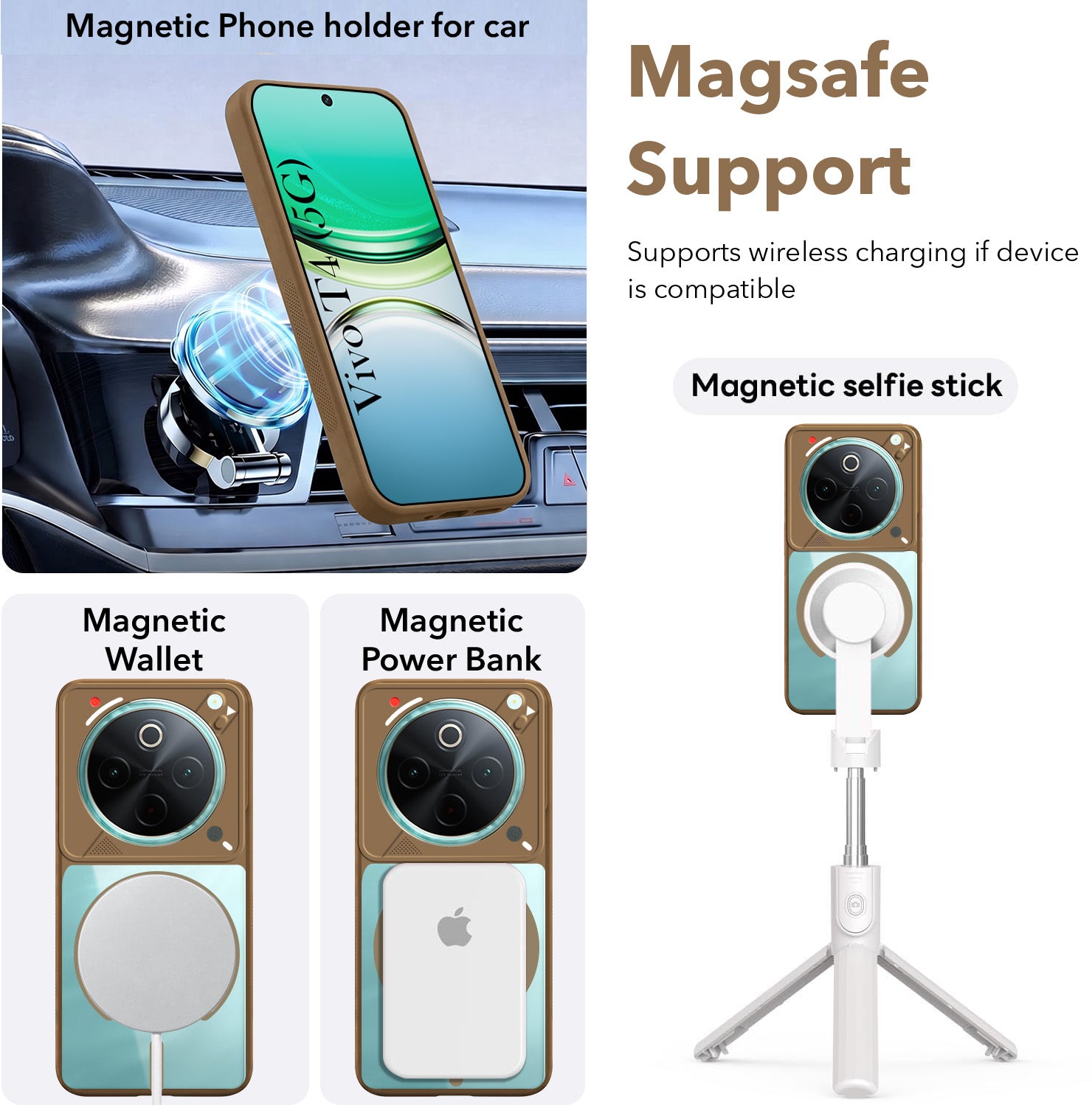 For Vivo T4 Back Cover Case Lifetime Anti-Yellow Clear (Camera Protection | Side Grip | Wireless MagSafe Compatible)