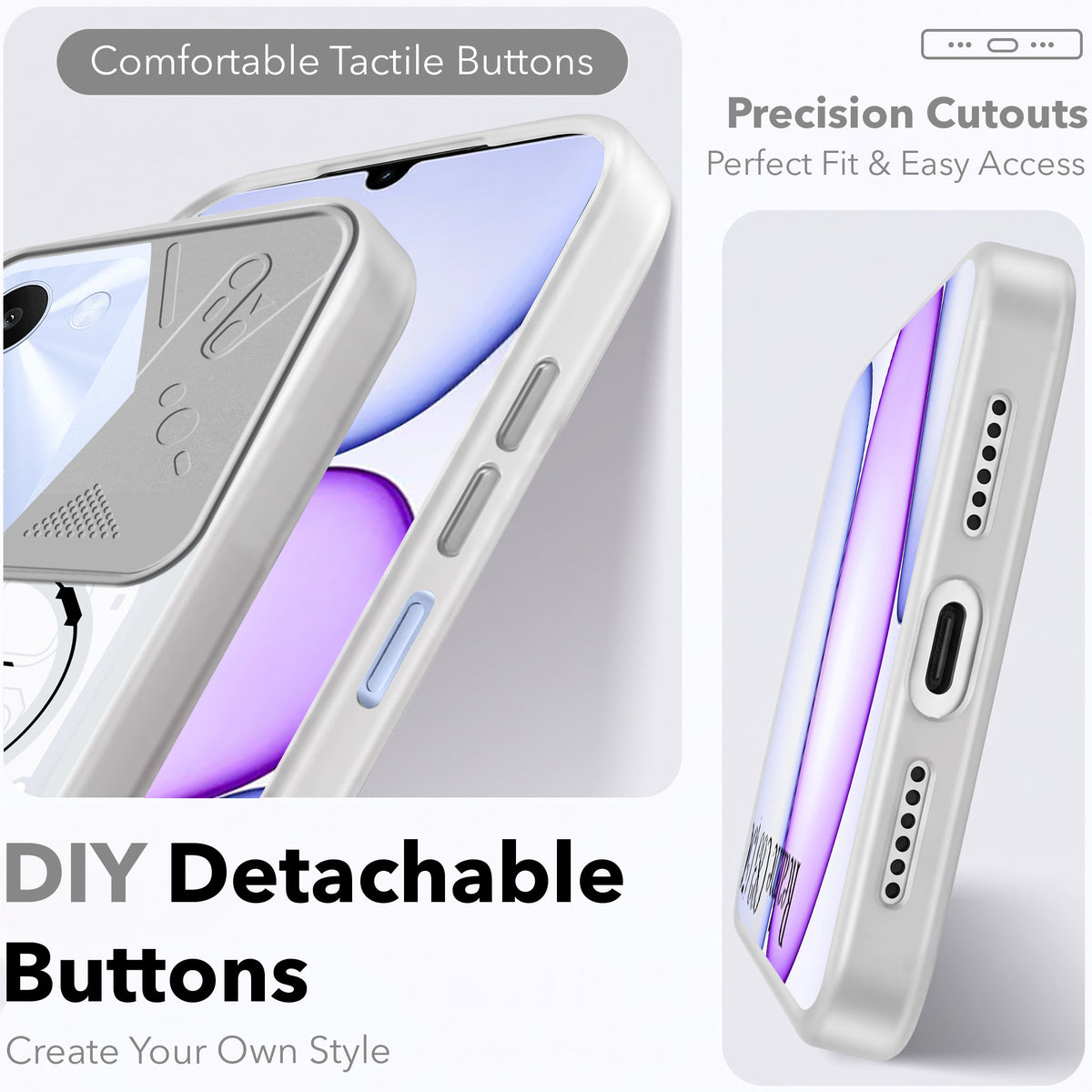 For Realme C83 5G Metallic Back Cover Case (Metallic Camera Protection & Buttons | Translucent Milky Shade | Hard Polycarbonate)