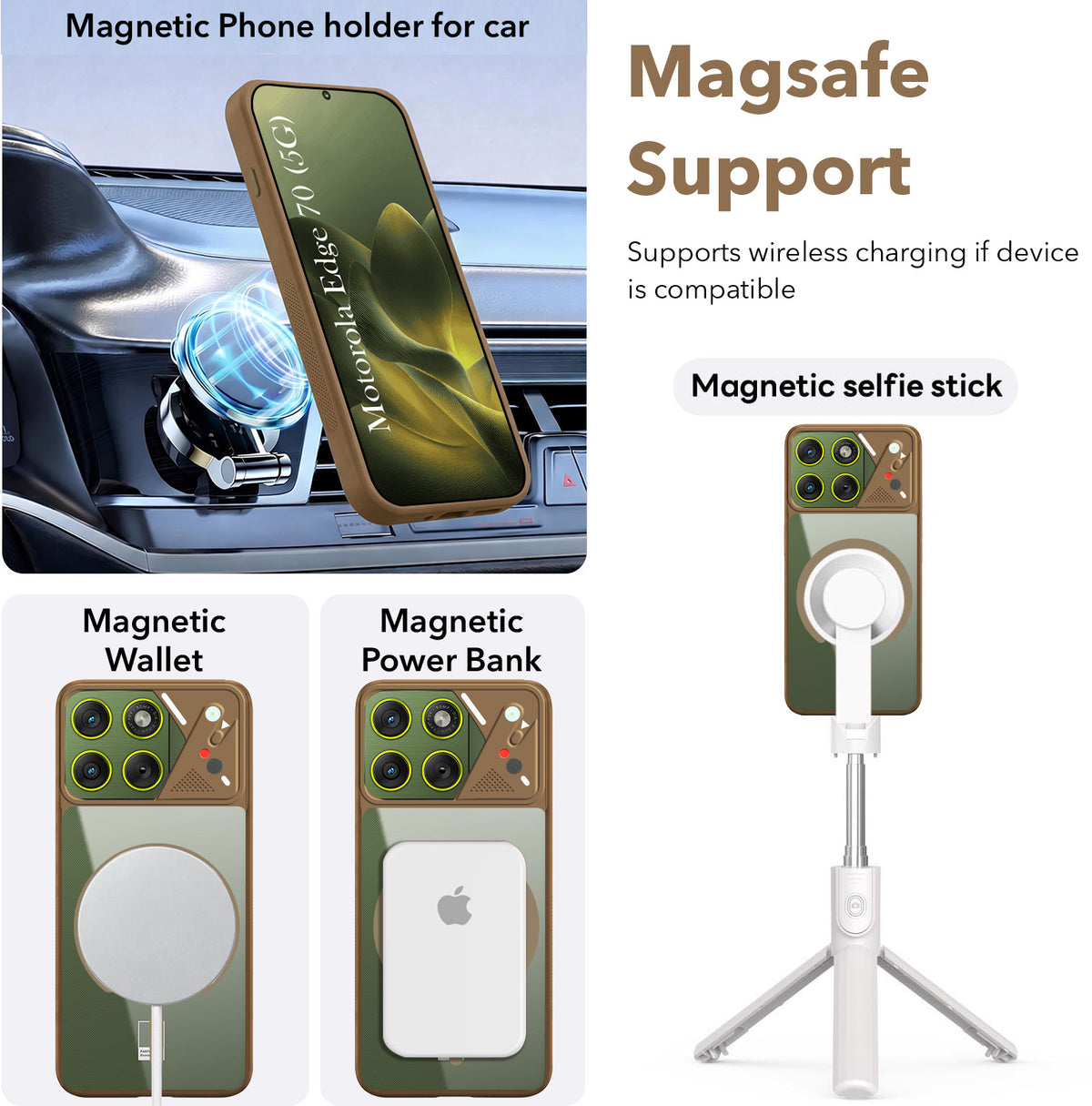 For Motorola Moto Edge 70 Back Cover Case Lifetime Anti-Yellow Clear (Camera Protection | Side Grip | Wireless MagSafe Compatible)