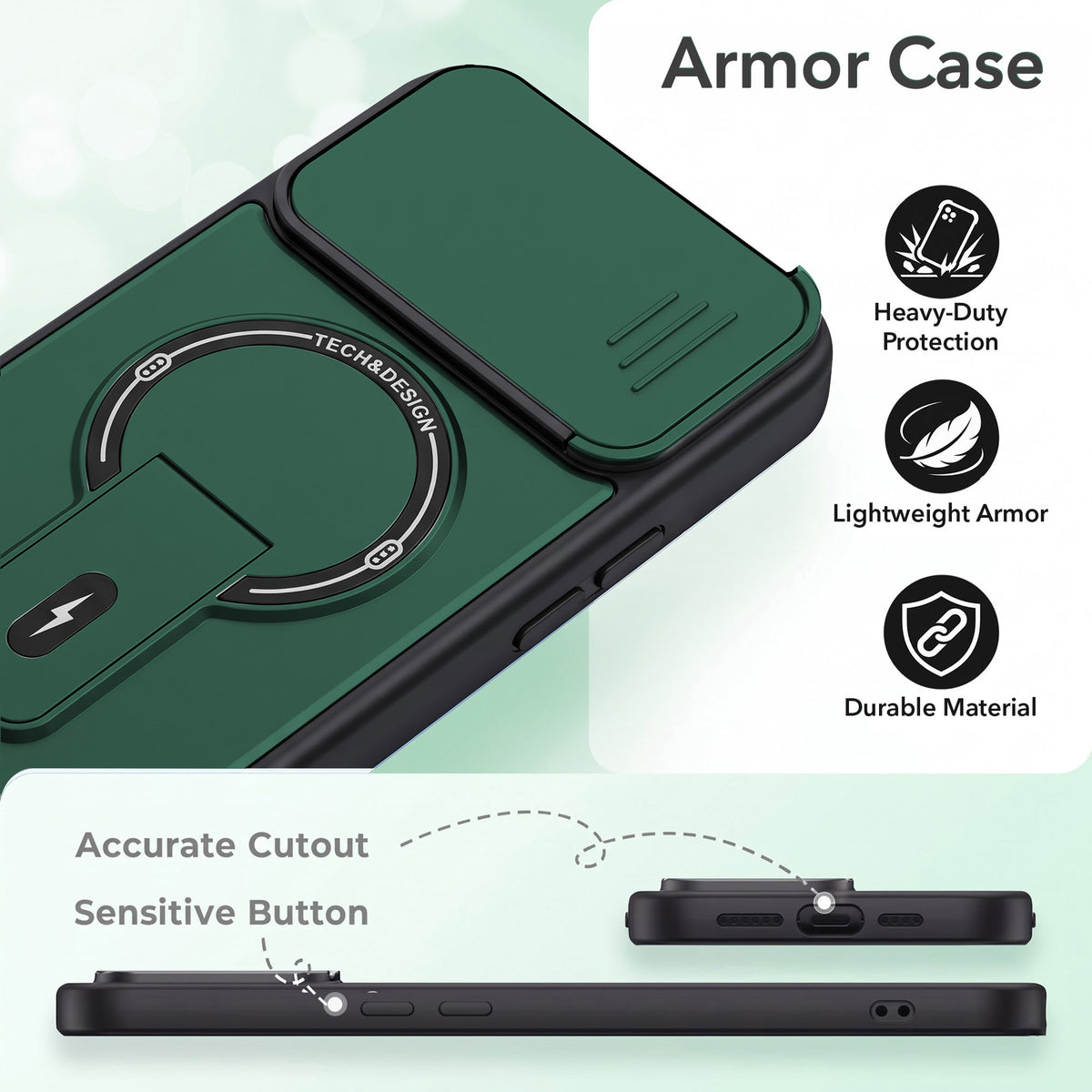 For Nothing Phone 3A Lite Back Case Cover Metallic (Hybrid Armor Kickstand | Sliding Shutter Camera Protection | MagSafe Compatible)