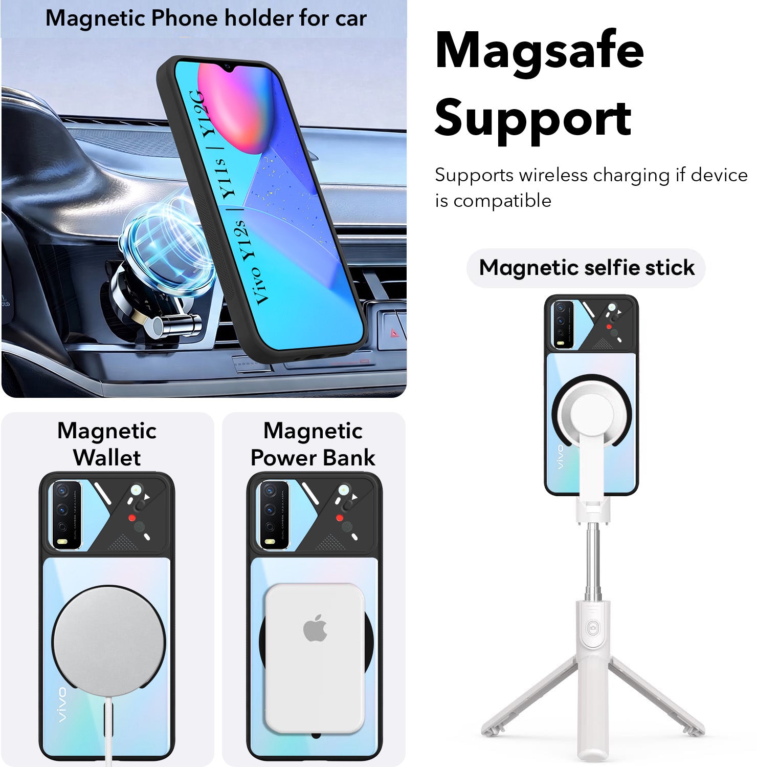 For Vivo Y12s | Y11s | Y12G Back Cover Case Lifetime Anti-Yellow Clear (Camera Protection | Side Grip | Wireless MagSafe Compatible)