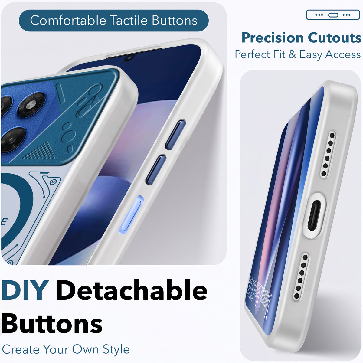For Motorola Moto G37 Metallic Back Cover Case (Metallic Camera Protection & Buttons | Translucent Milky Shade | Hard Polycarbonate)