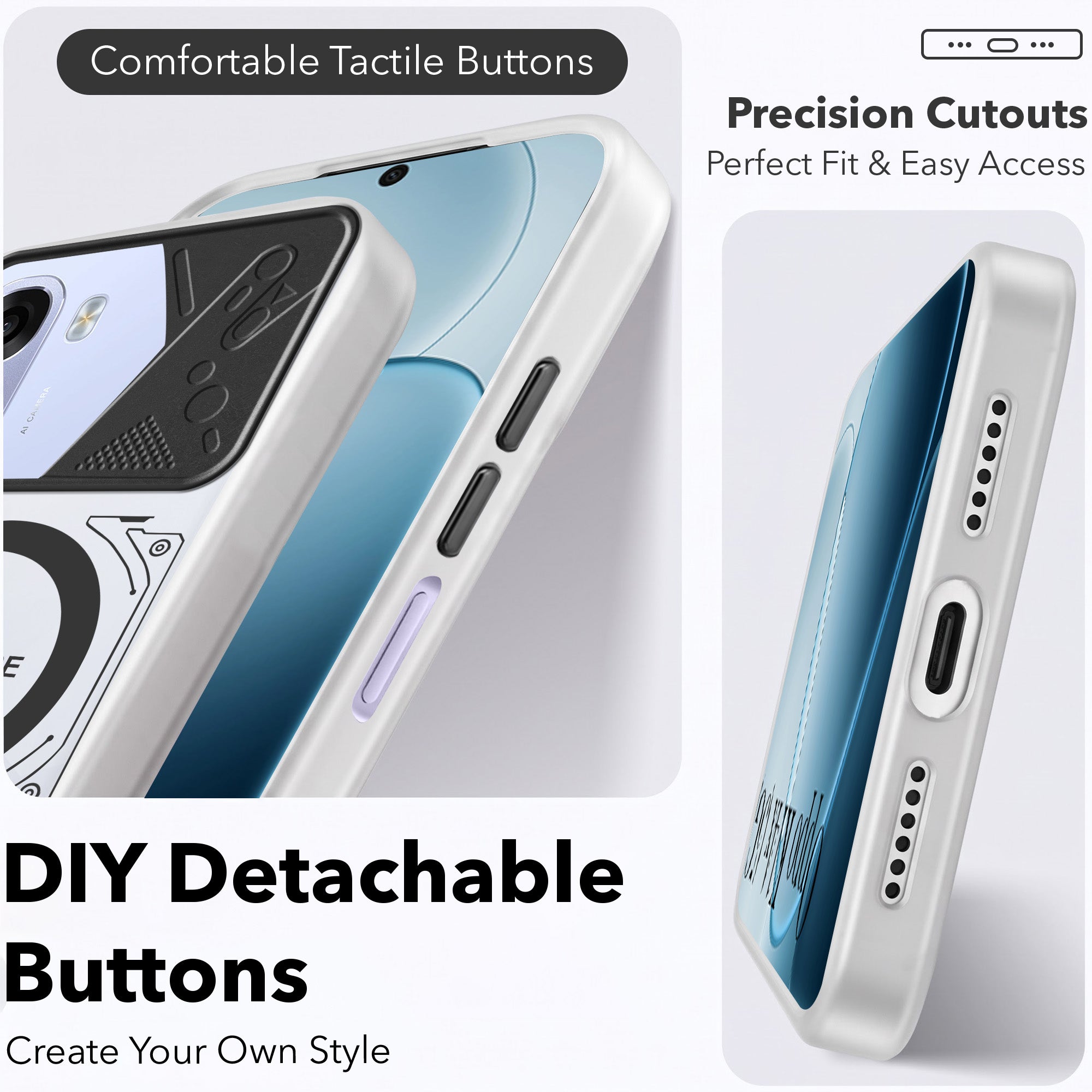 For Oppo K14x 5G Metallic Back Cover Case (Metallic Camera Protection & Buttons | Translucent Milky Shade | Hard Polycarbonate)