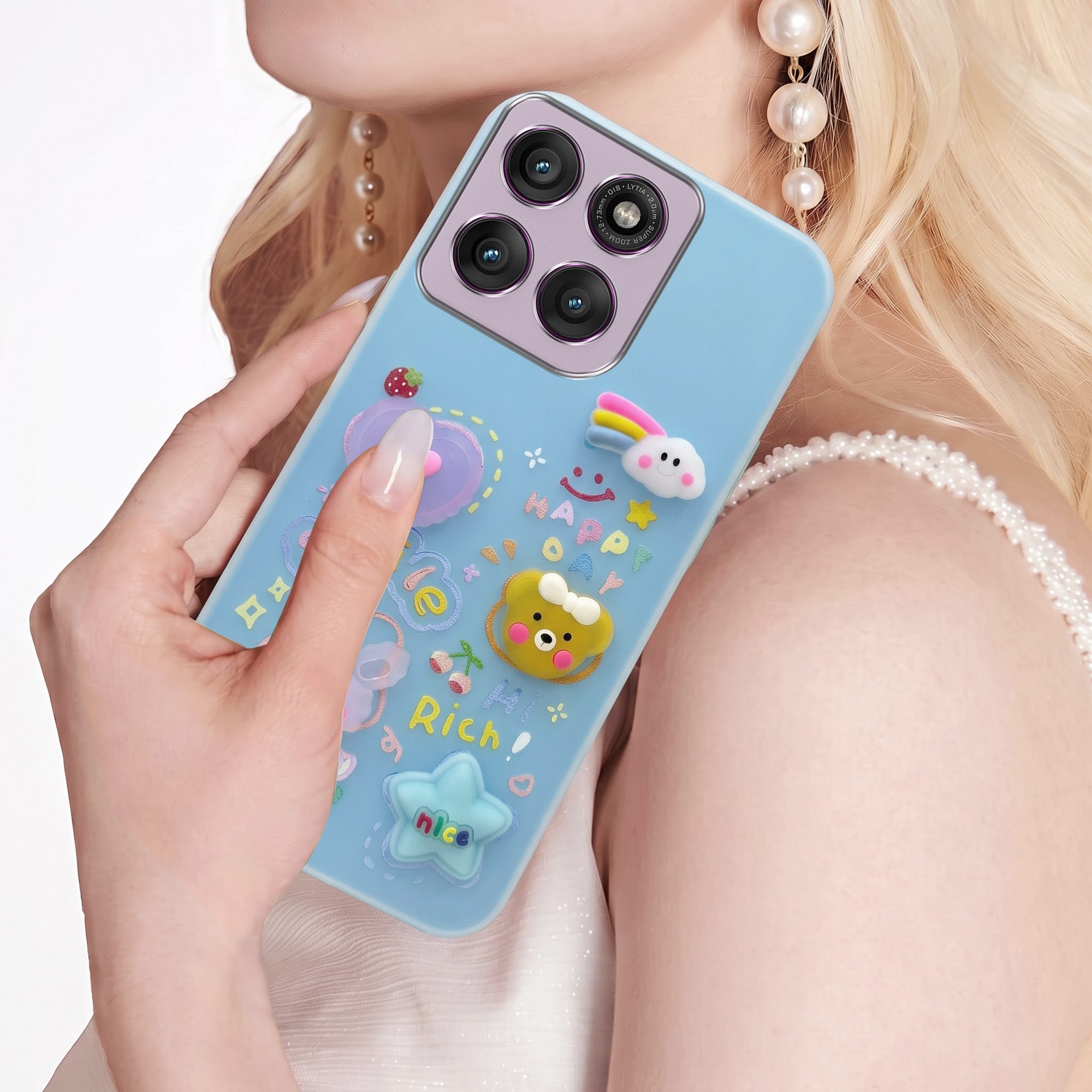 For Motorola Moto Edge 60 Pro Back Cover Case (3D Cute Cartoons | Hard Back Side Soft | Matte Premium Finish | HD Printing)