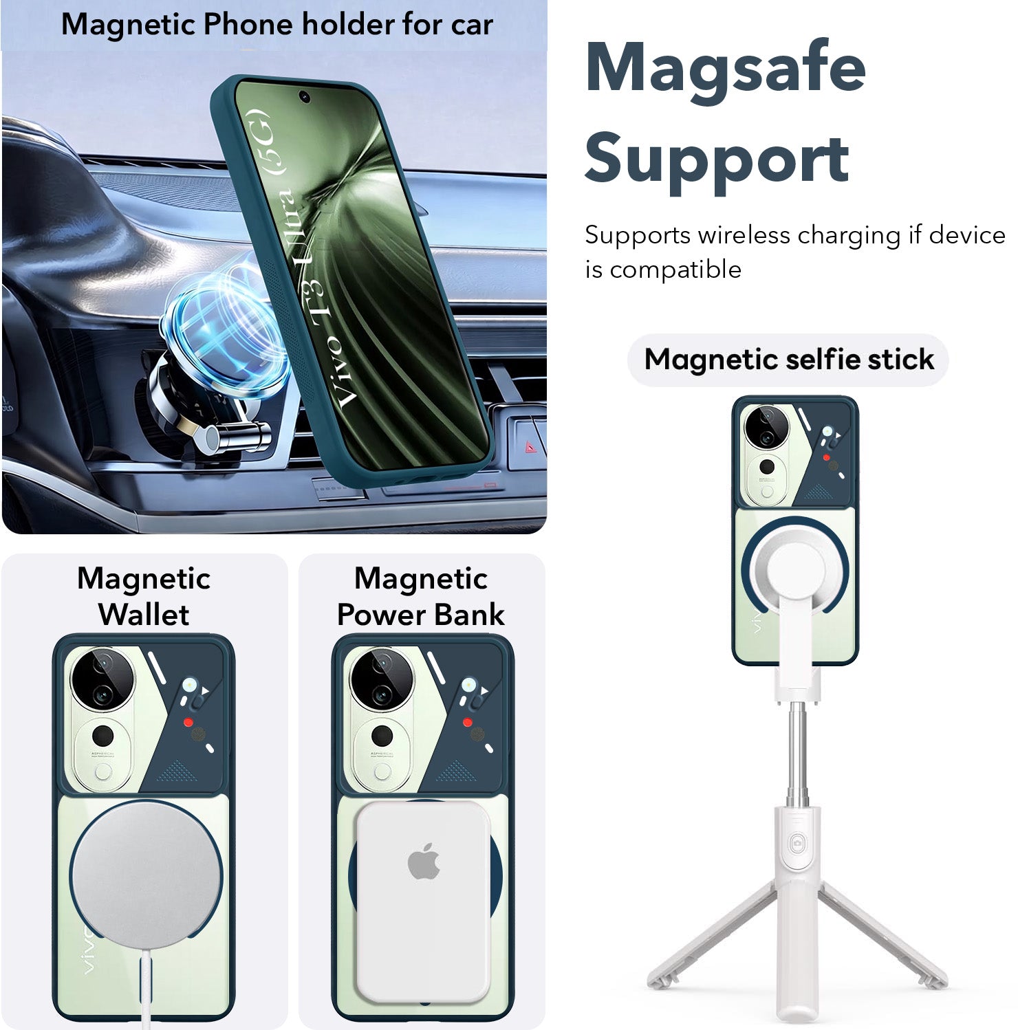 For Vivo T3 Ultra Back Cover Case Lifetime Anti-Yellow Clear (Camera Protection | Side Grip | Wireless MagSafe Compatible)