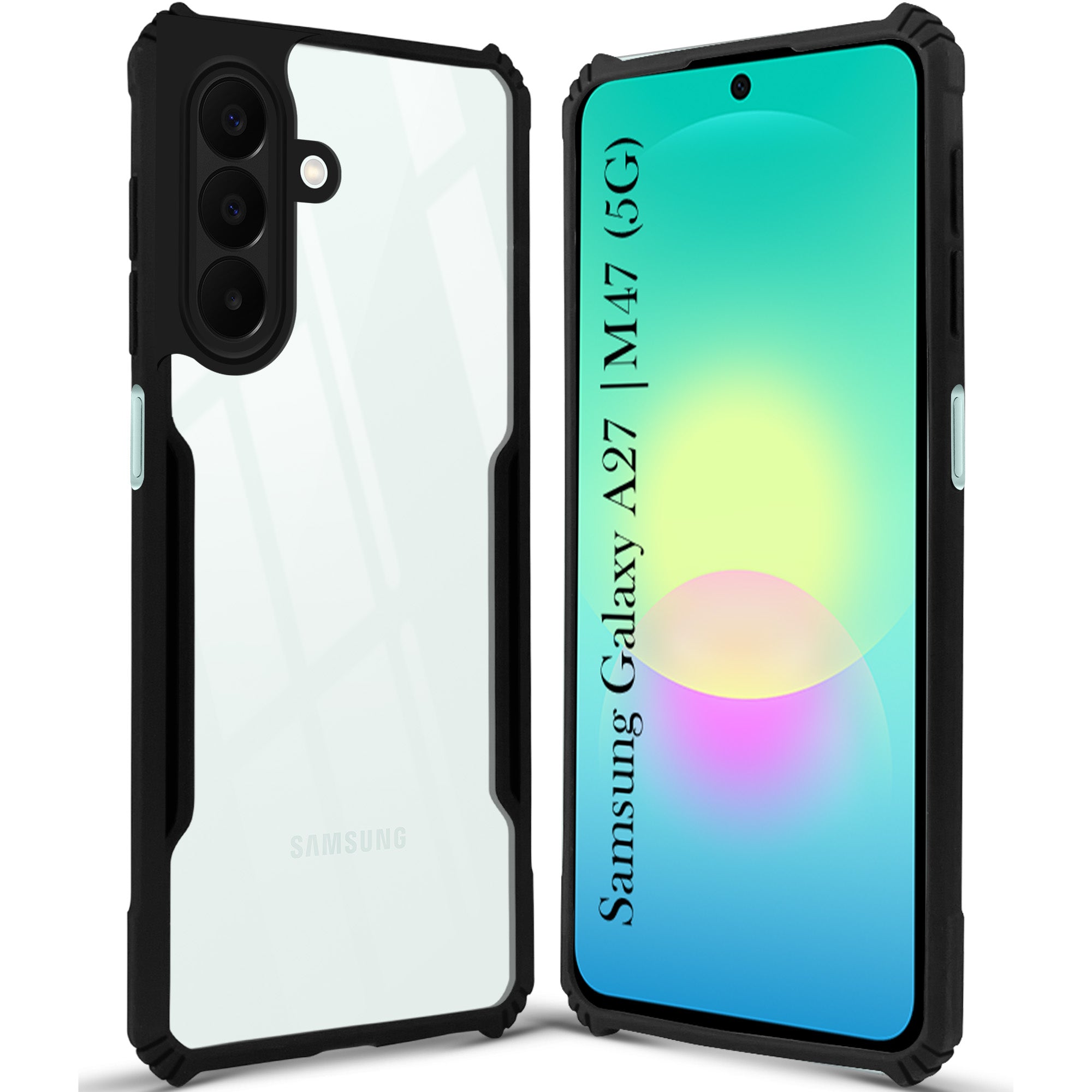 For Samsung Galaxy A27 5G | Samsung Galaxy M47 5G Back Cover Case Hybrid (Shockproof with Polycarbonate Clear Panel | Professional Black) (Copy)