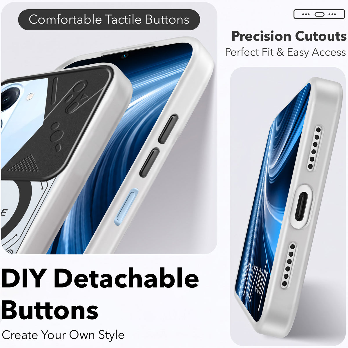 For Vivo iQOO Z10 Lite Metallic Back Cover Case (Metallic Camera Protection & Buttons | Translucent Milky Shade | Hard Polycarbonate)
