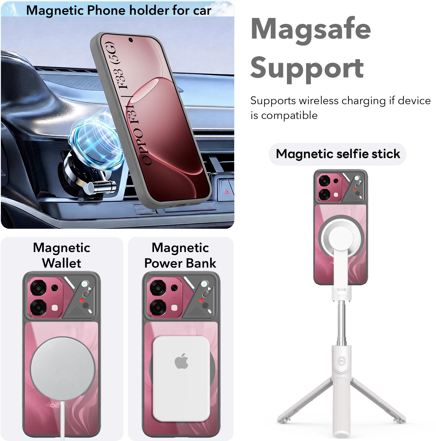For Oppo F31 5G | Oppo F33 5G Back Cover Case Lifetime Anti-Yellow Clear (Camera Protection | Side Grip | Wireless MagSafe Compatible)