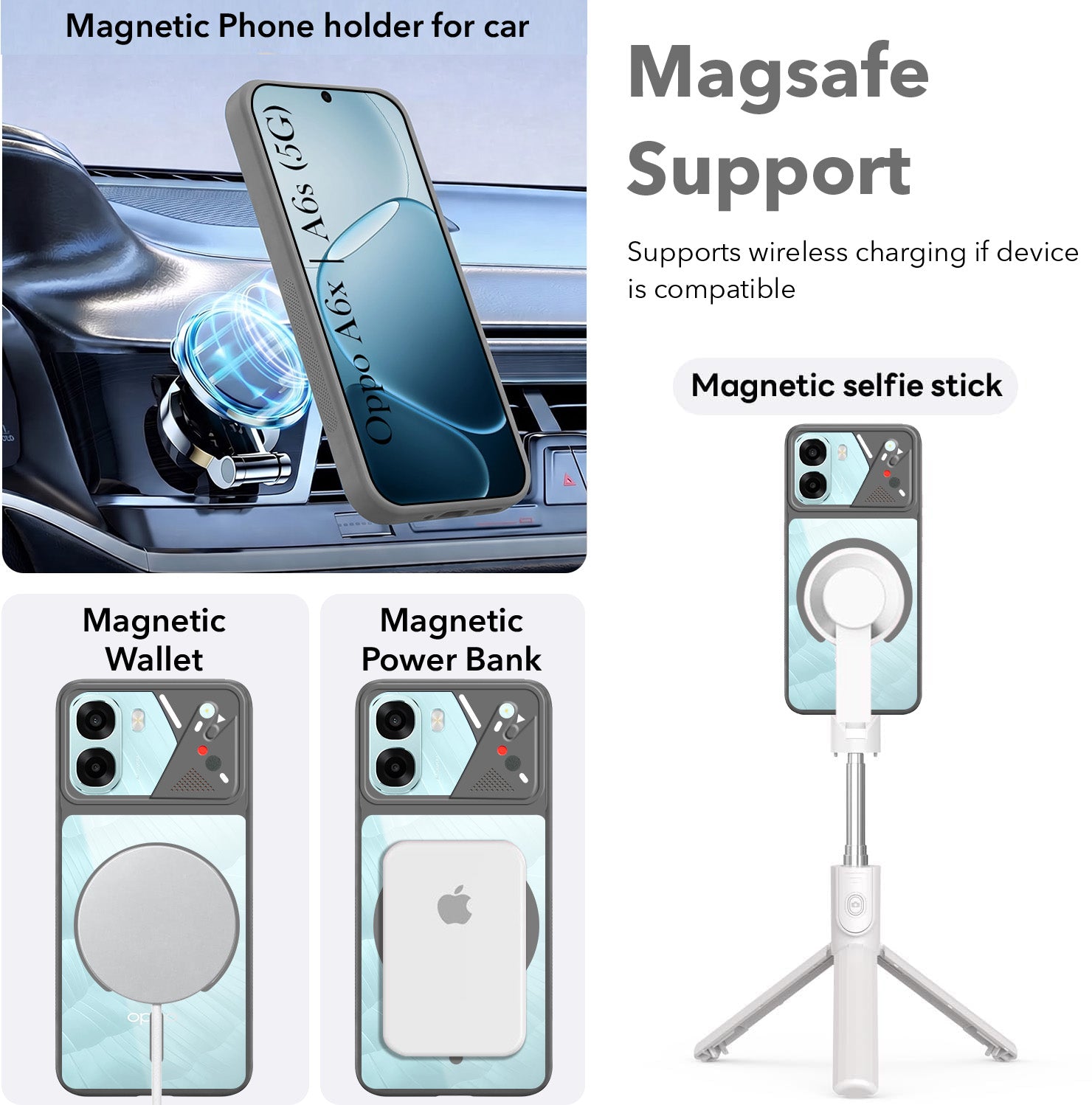 For Oppo A6X | Oppo A6S Back Cover Case Lifetime Anti-Yellow Clear (Camera Protection | Side Grip | Wireless MagSafe Compatible)