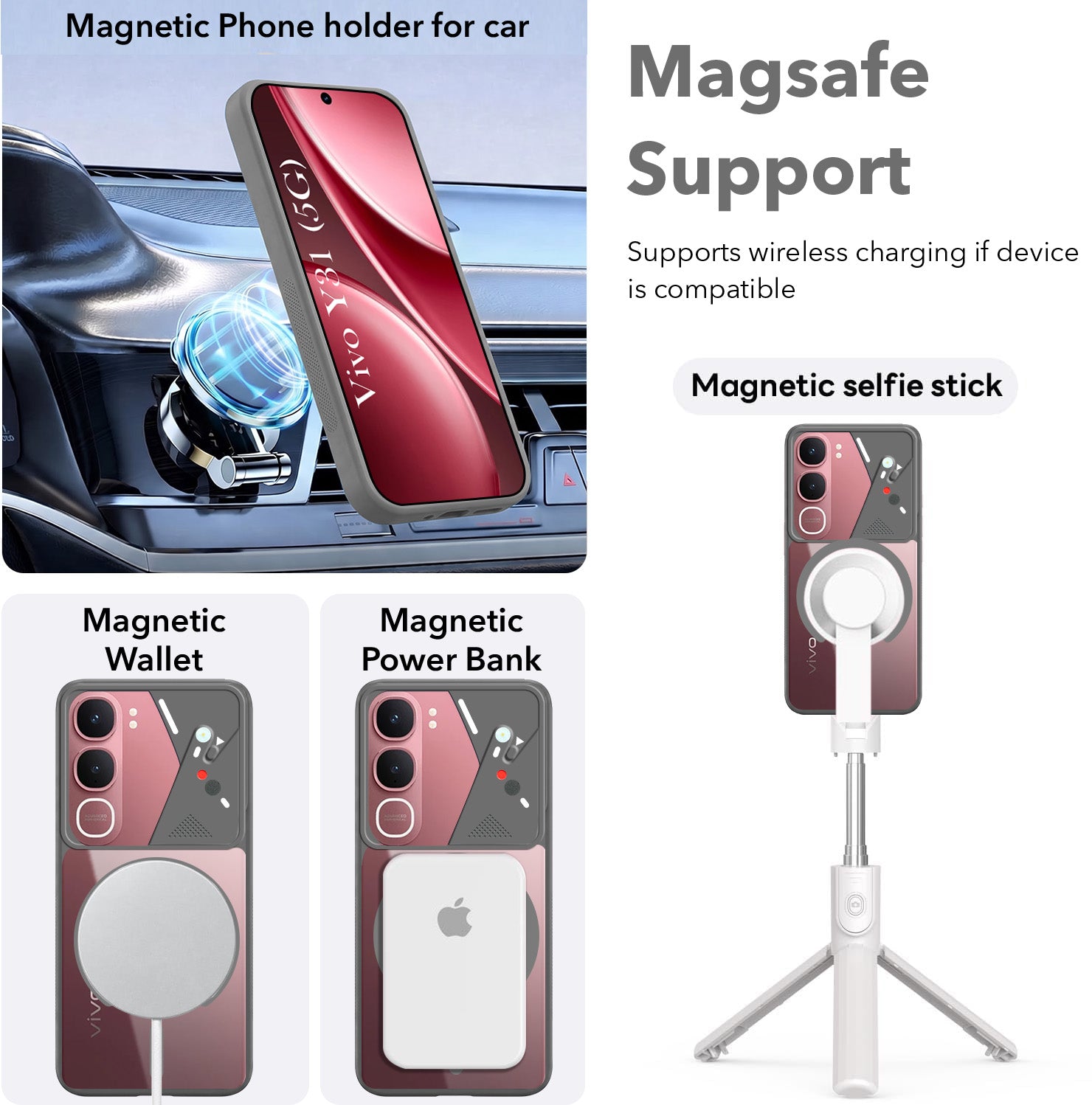 For Vivo Y31 5G Back Cover Case Lifetime Anti-Yellow Clear (Camera Protection | Side Grip | Wireless MagSafe Compatible)