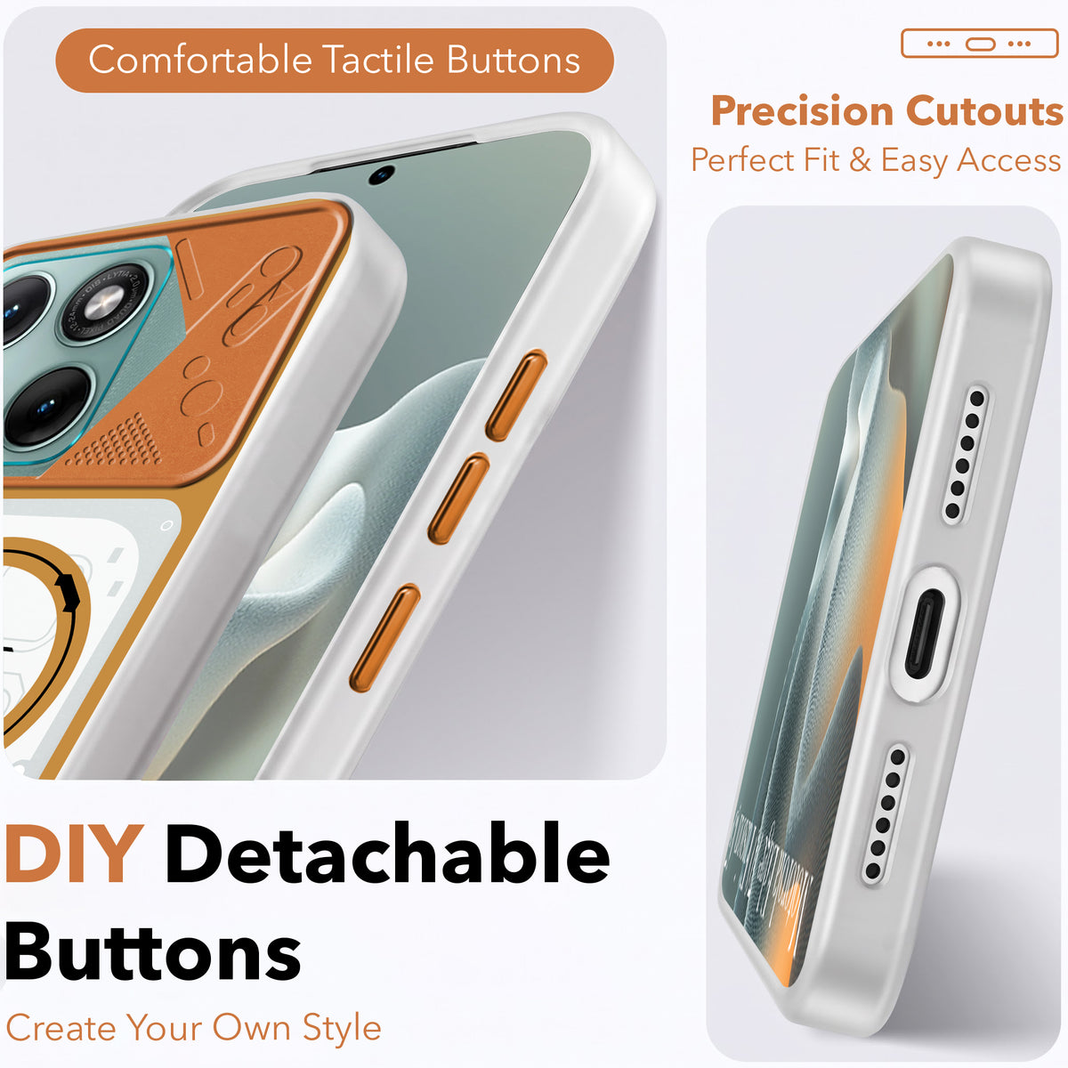 For Motorola Moto Edge 70 Fusion Metallic Back Cover Case (Metallic Camera Protection & Buttons | Translucent Milky Shade | Hard Polycarbonate)