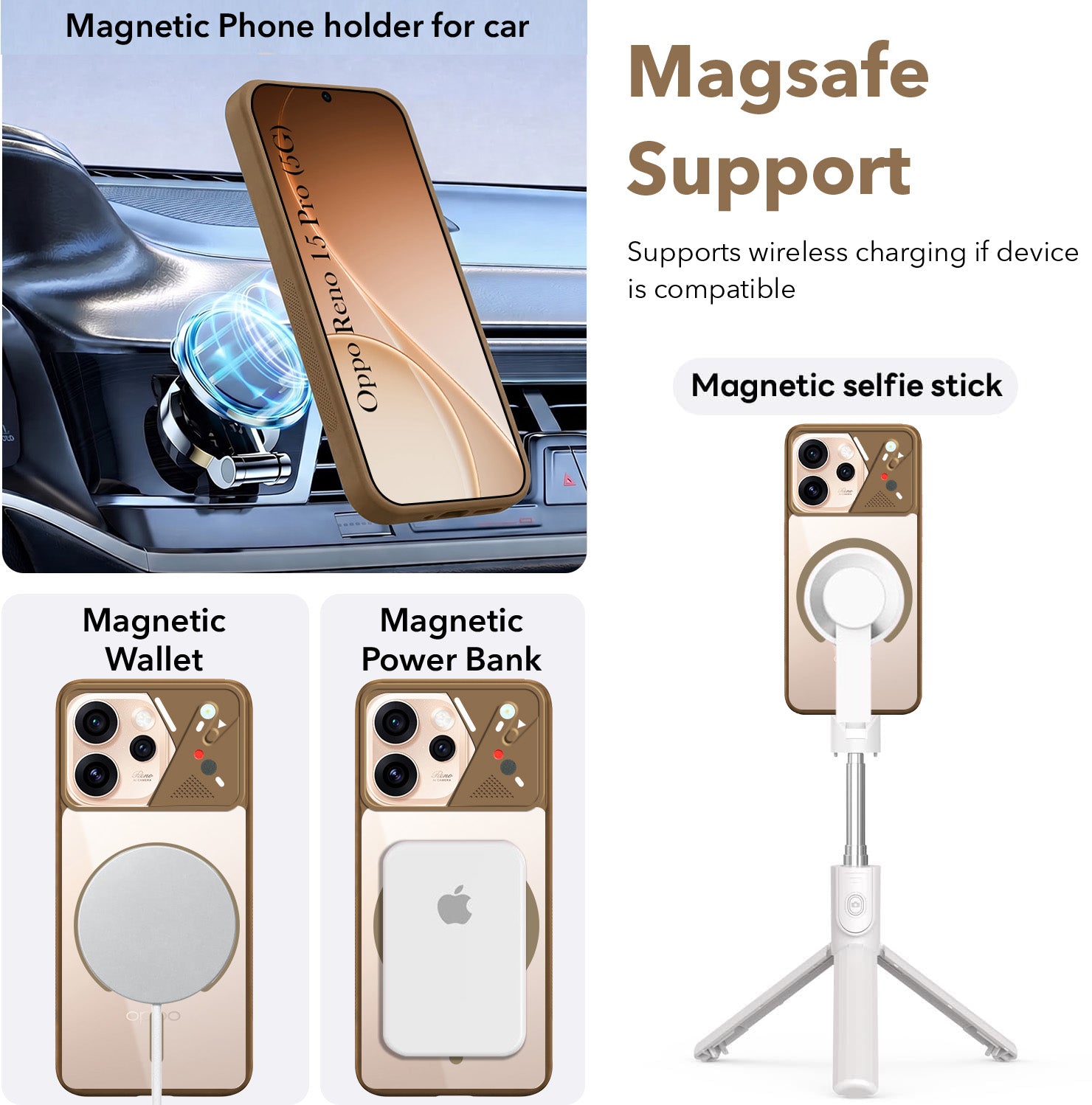 For Oppo Reno15 Pro 5G | Oppo Reno 15 Pro 5G Back Cover Case Lifetime Anti-Yellow Clear (Camera Protection | Side Grip | Wireless MagSafe Compatible)