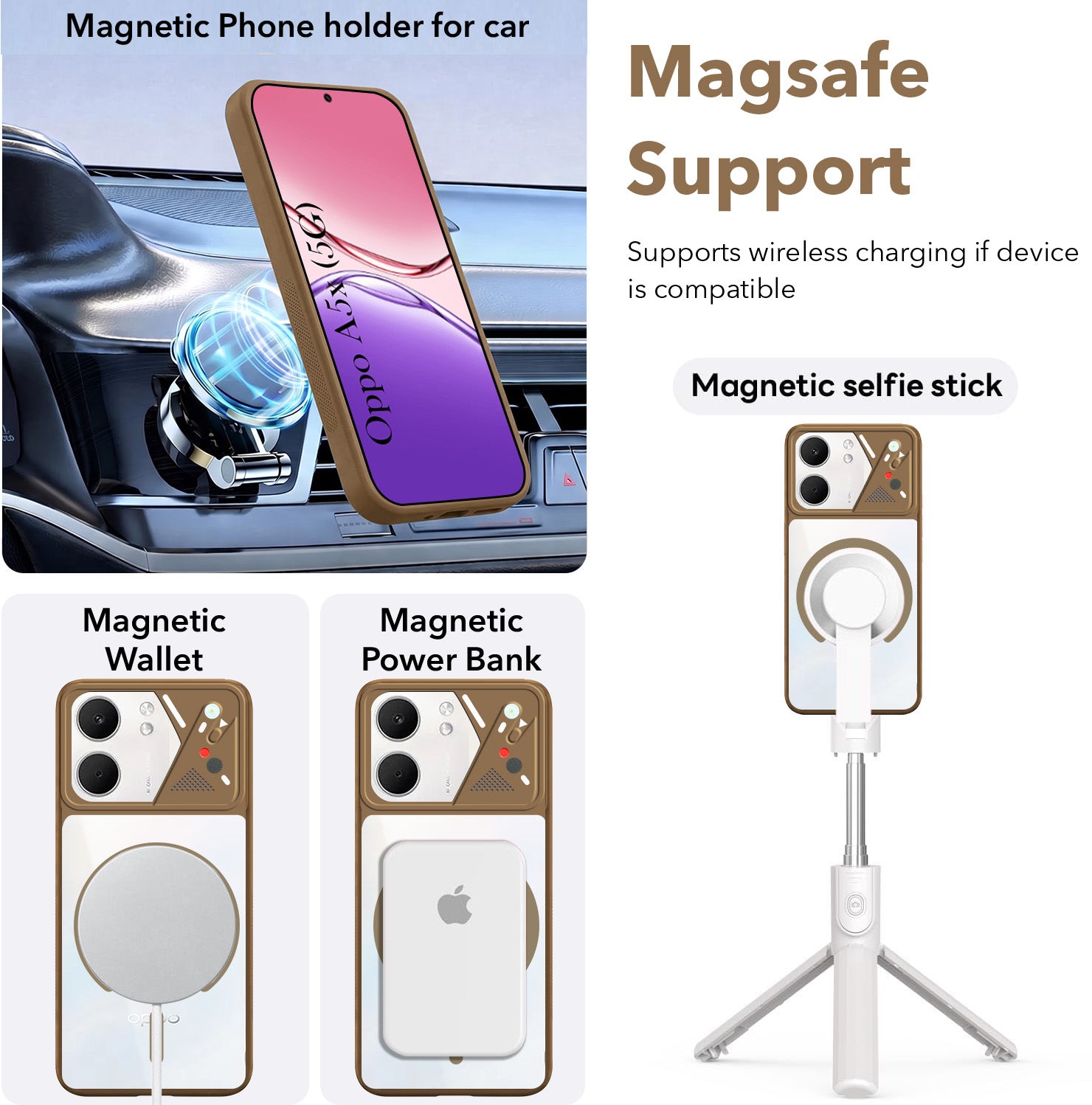 For Oppo A5X Back Cover Case Lifetime Anti-Yellow Clear (Camera Protection | Side Grip | Wireless MagSafe Compatible)