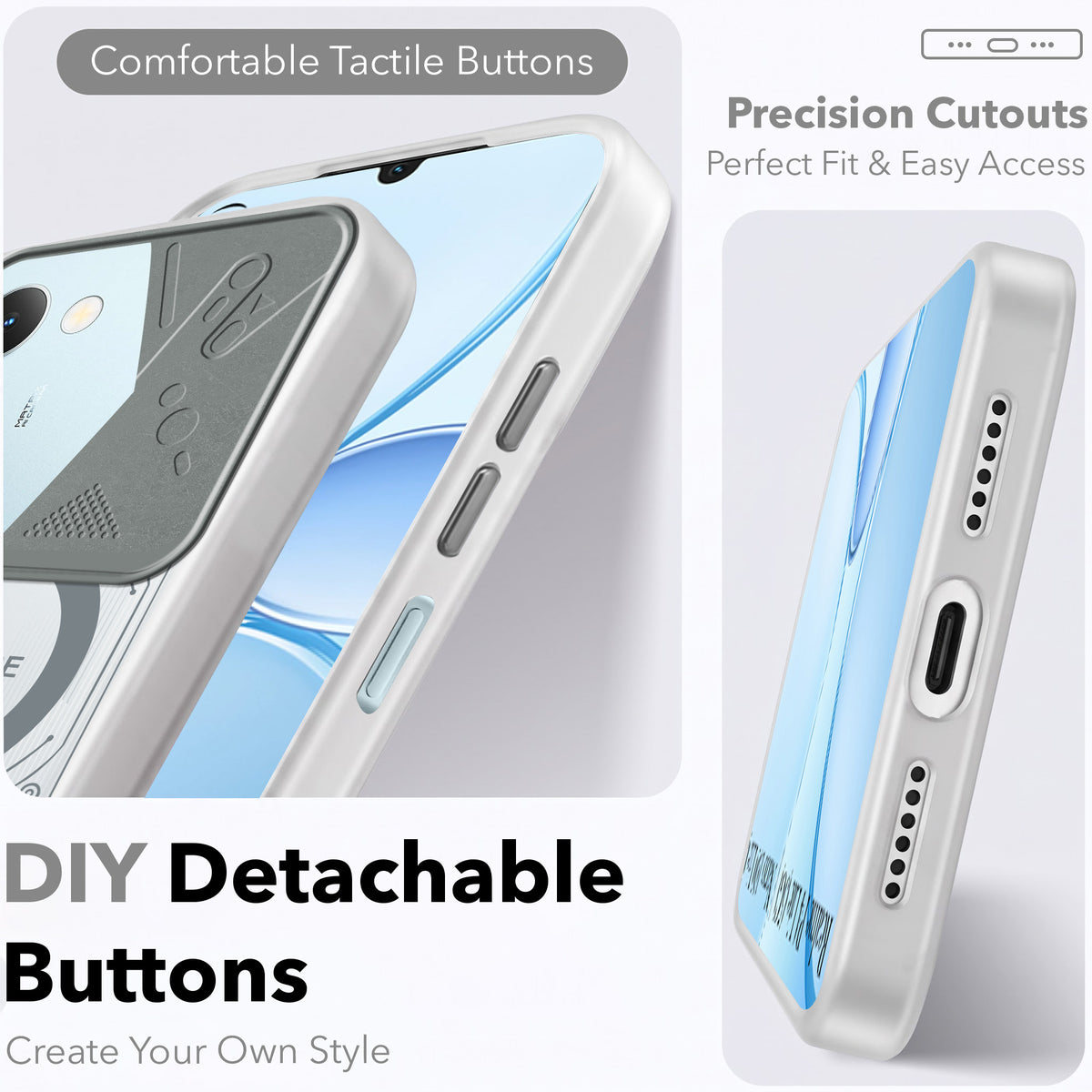 For Realme P4 Lite 5G | Narzo 100 Lite 5G Metallic Back Cover Case (Metallic Camera Protection & Buttons | Translucent Milky Shade | Hard Polycarbonate)