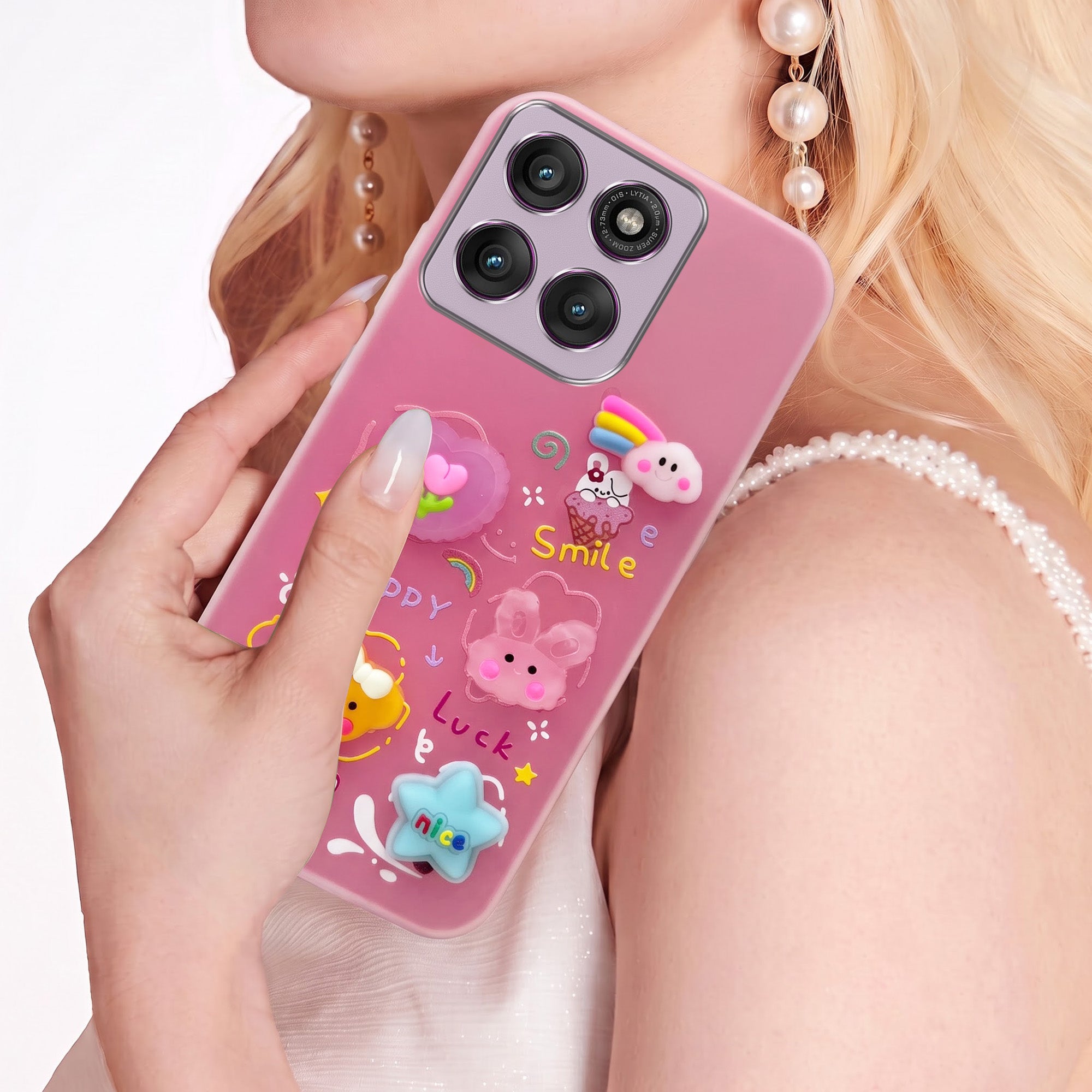 For Motorola Moto Edge 60 Pro Back Cover Case (3D Cute Cartoons | Hard Back Side Soft | Matte Premium Finish | HD Printing)