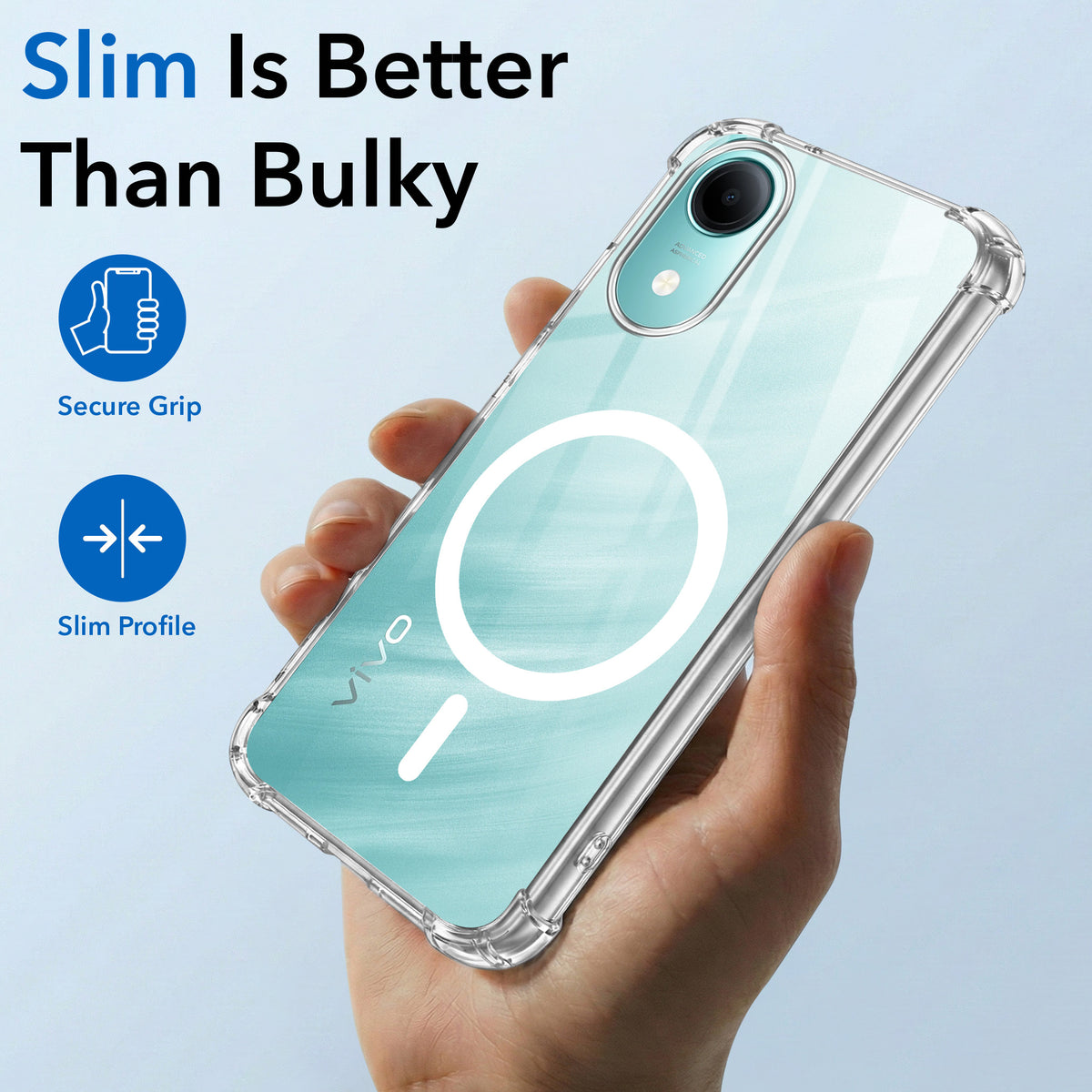 For Vivo T5e 4G Back Cover Shockproof Crystal-Clear (Magsafe Wireless Support | Drop & Camera Protection | Hard Polycarbonate)