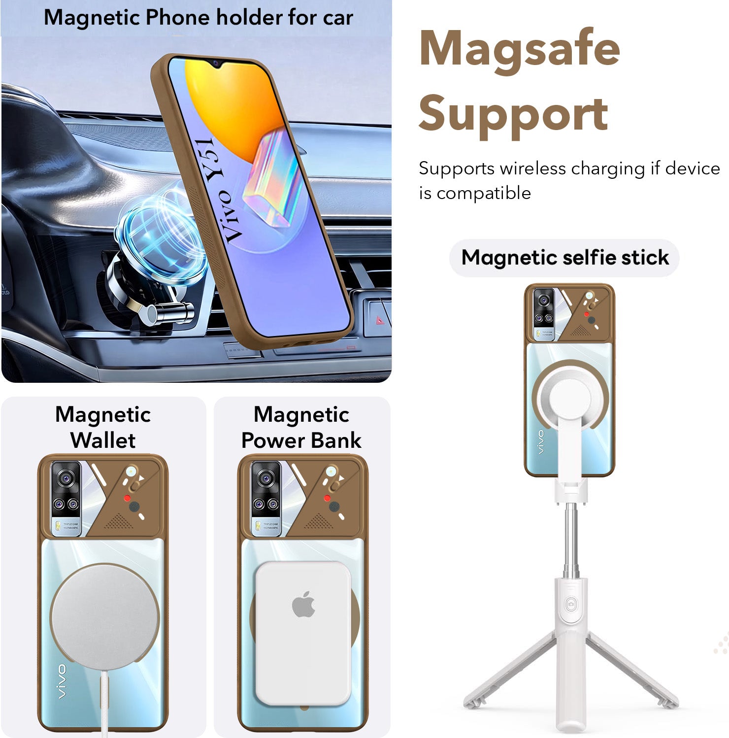 For Vivo Y51 (2020) Back Cover Case Lifetime Anti-Yellow Clear (Camera Protection | Side Grip | Wireless MagSafe Compatible)