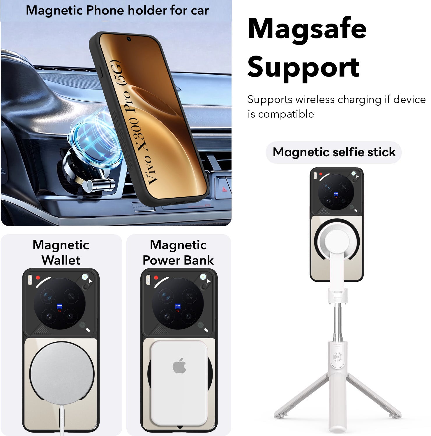 For Vivo X300 Pro Back Cover Case Lifetime Anti-Yellow Clear (Camera Protection | Side Grip | Wireless MagSafe Compatible)