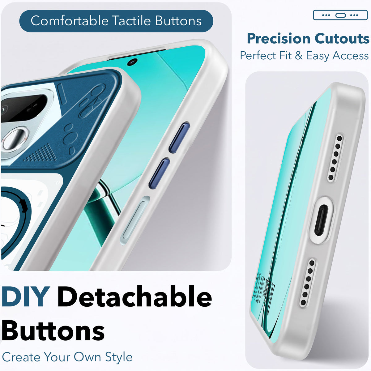 For Realme 16T 5G Metallic Back Cover Case (Metallic Camera Protection & Buttons | Translucent Milky Shade | Hard Polycarbonate)