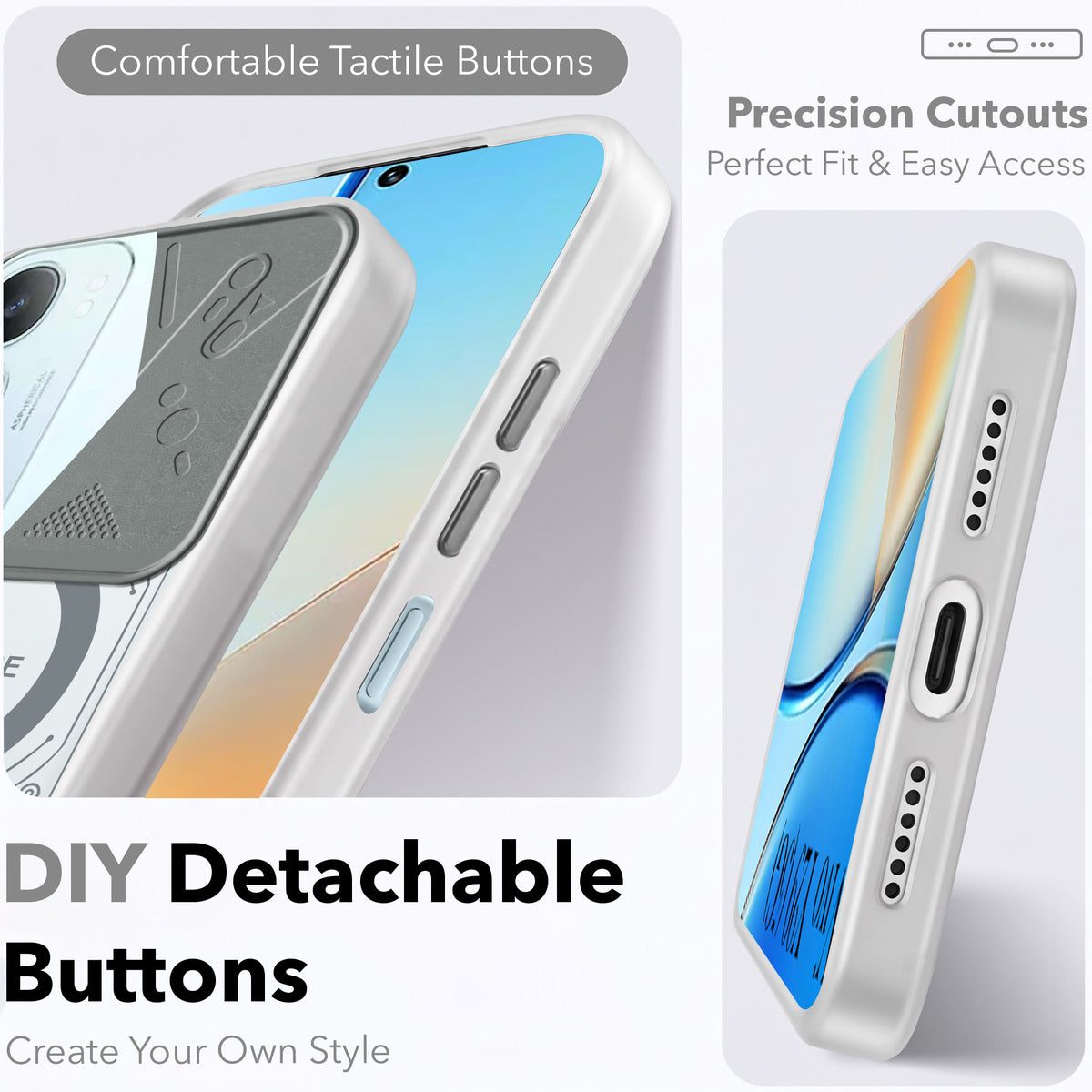 For Vivo Y29 Metallic Back Cover Case (Metallic Camera Protection & Buttons | Translucent Milky Shade | Hard Polycarbonate)