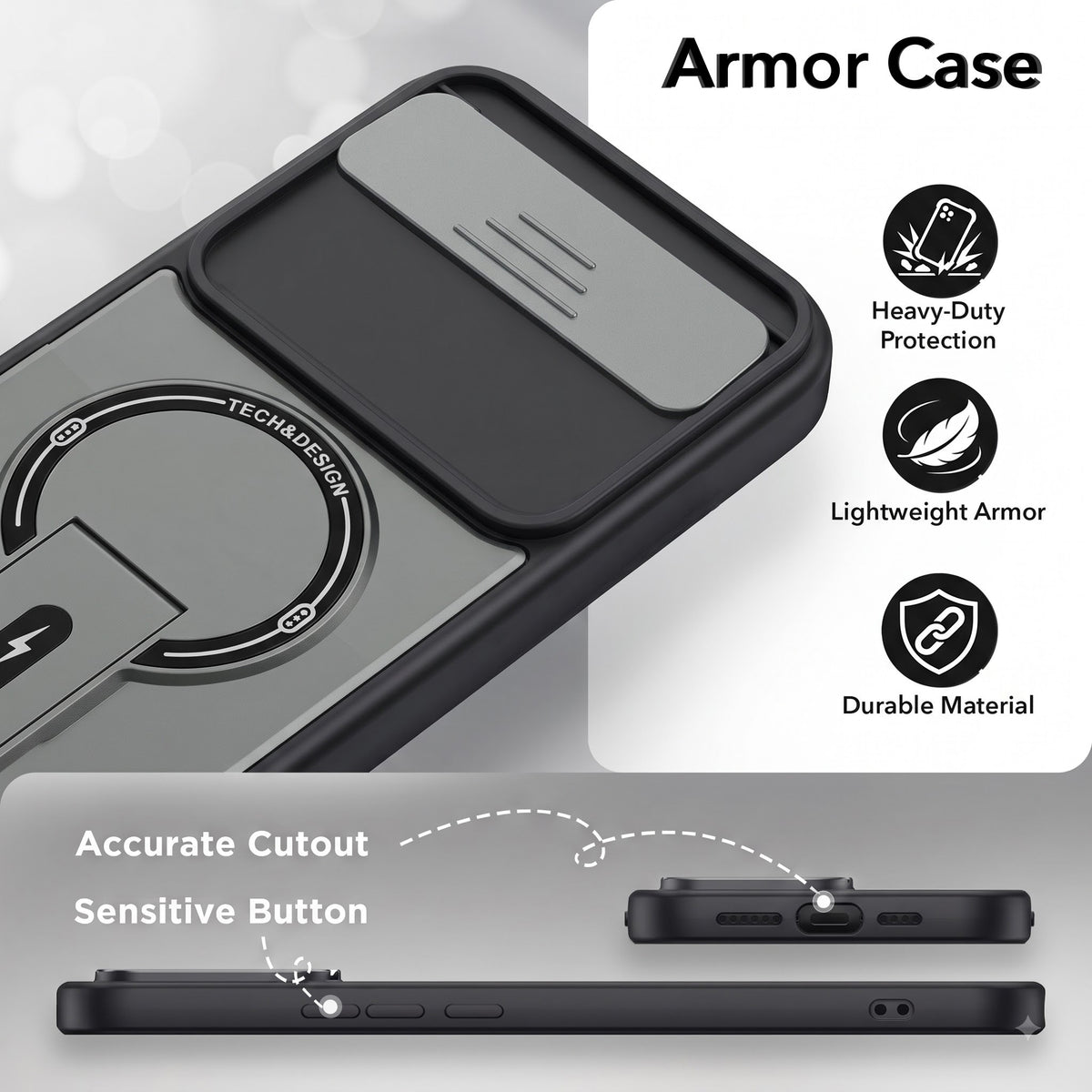 For Google Pixel 10a Back Case Cover Metallic (Hybrid Armor Kickstand | Sliding Shutter Camera Protection | MagSafe Compatible)