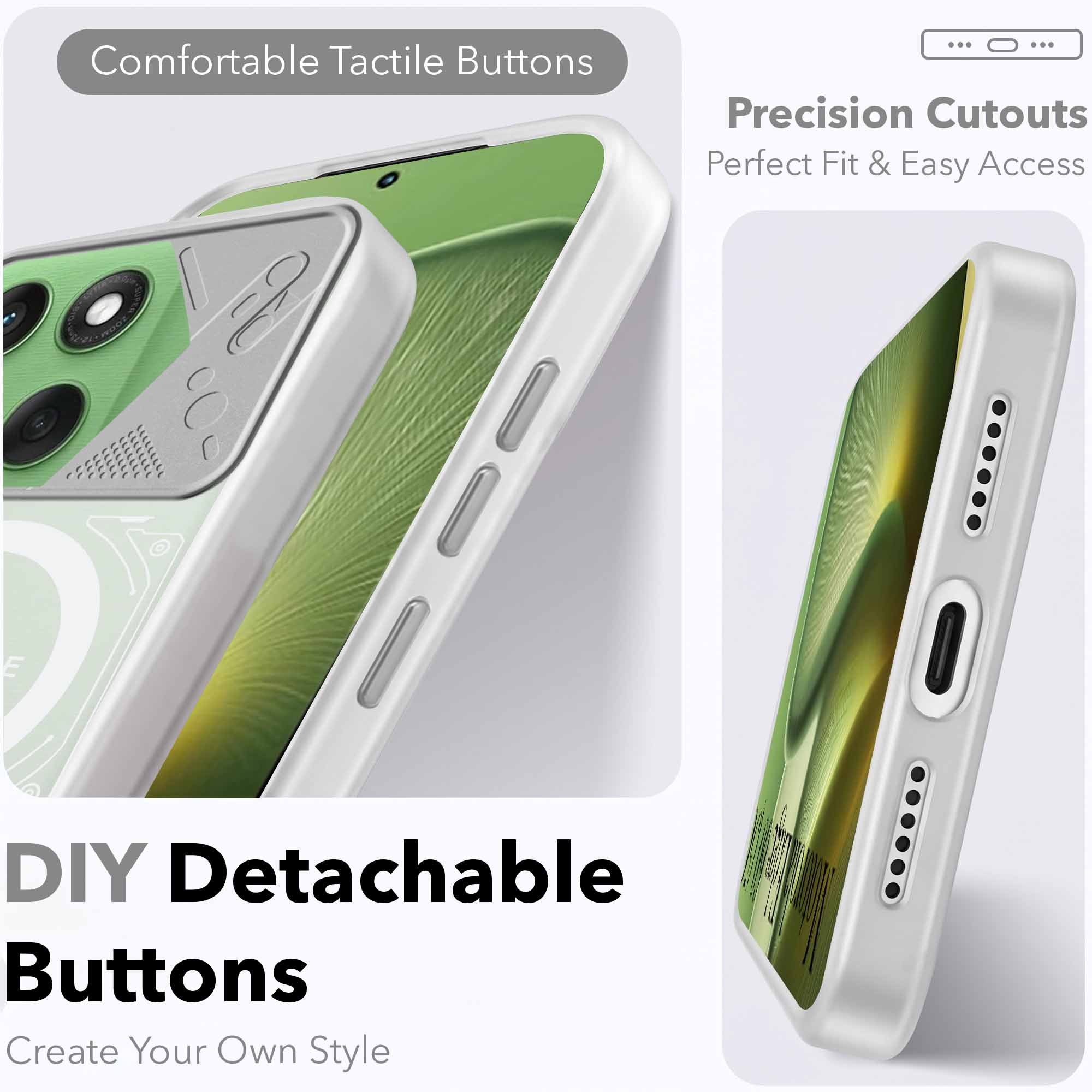 For Motorola Moto Edge 60 Metallic Back Cover Case (Metallic Camera Protection & Buttons | Translucent Milky Shade | Hard Polycarbonate)