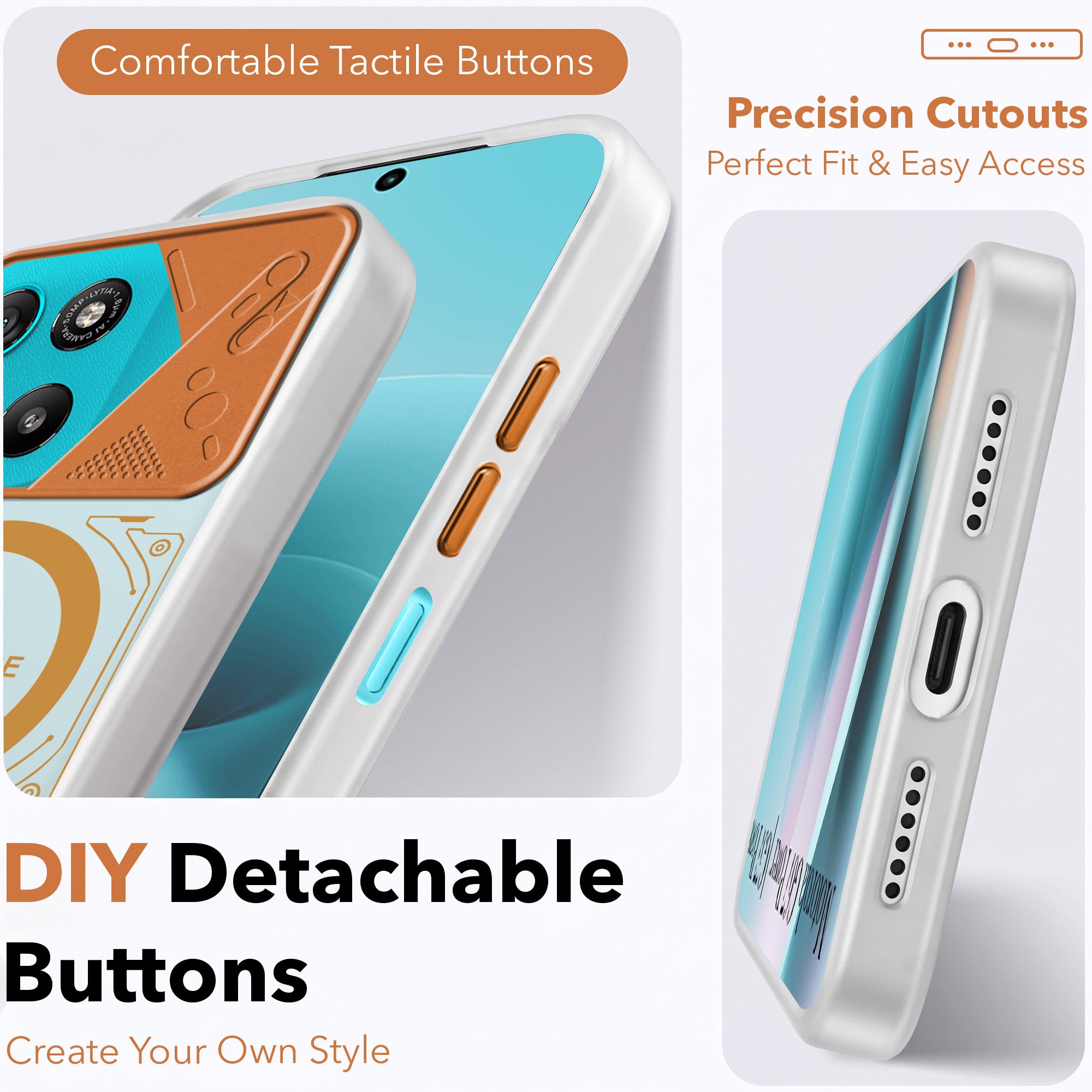 For Motorola Moto G67 Power | G57 Power Metallic Back Cover Case (Metallic Camera Protection & Buttons | Translucent Milky Shade | Hard Polycarbonate)