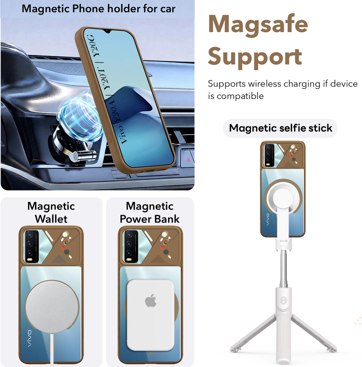 For Vivo Y20A | Y20T | Y20G Back Cover Case Lifetime Anti-Yellow Clear (Camera Protection | Side Grip | Wireless MagSafe Compatible)