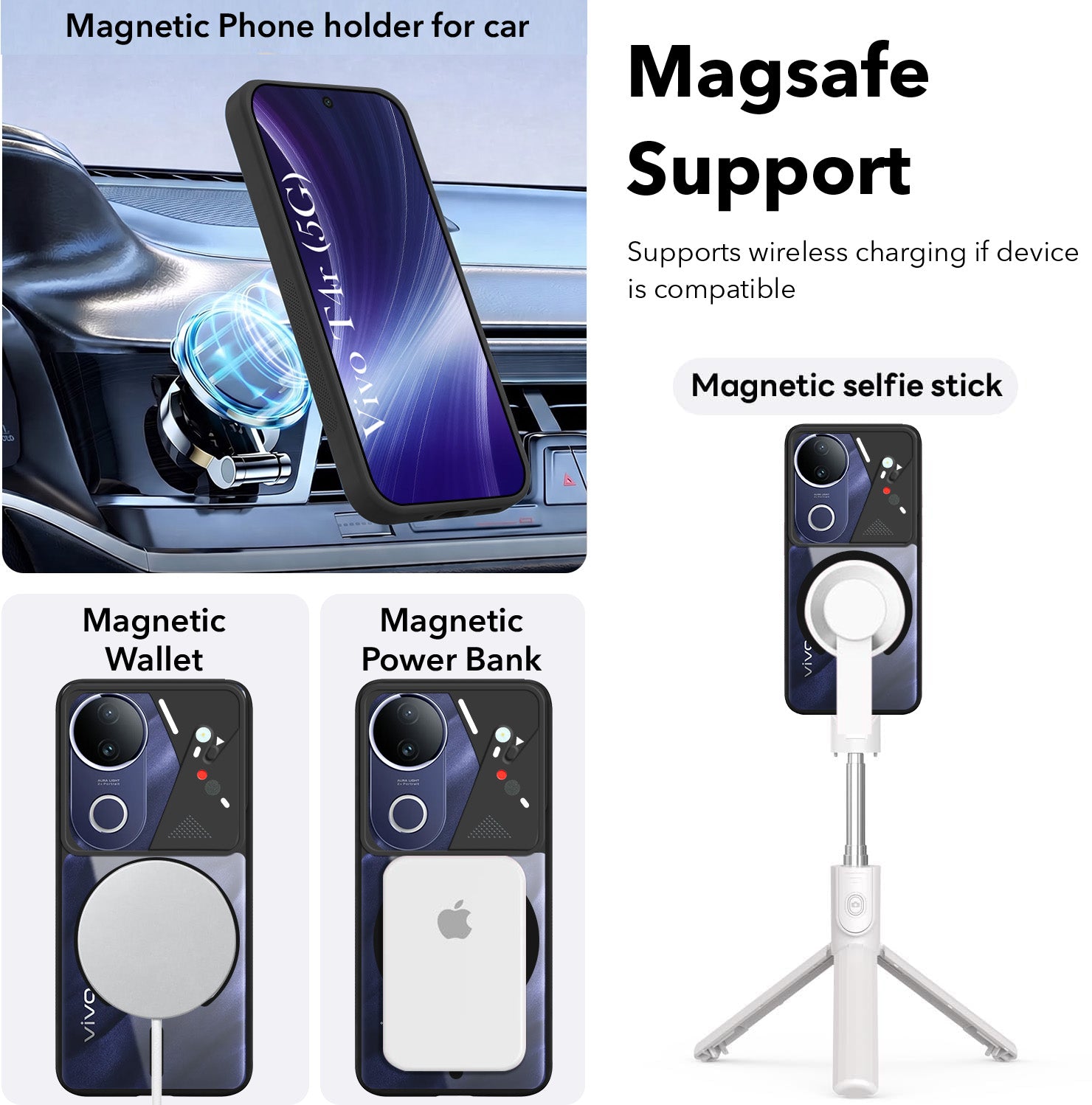 For Vivo T4R Back Cover Case Lifetime Anti-Yellow Clear (Camera Protection | Side Grip | Wireless MagSafe Compatible)