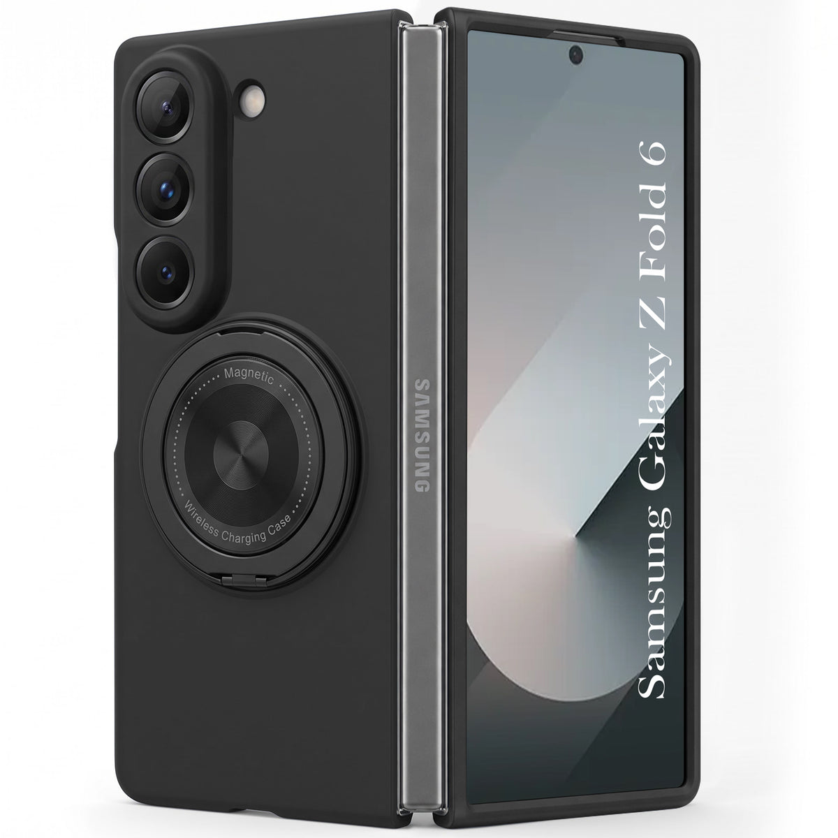 For Samsung Galaxy Z Fold 6 5G Back Cover Case (360° Rotating Kickstand Ring | Shockproof Camera Protection | Magnetic MagSafe Wireless Charging Support)