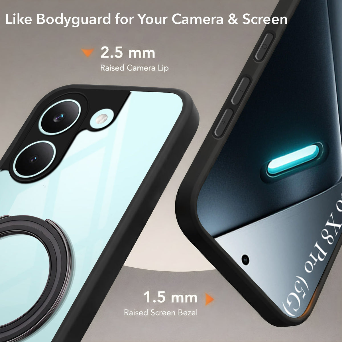 For Poco X8 Pro Back Cover Case (Kick Stand Ring Holder | Life time Anti Yellow | Camera Protection)