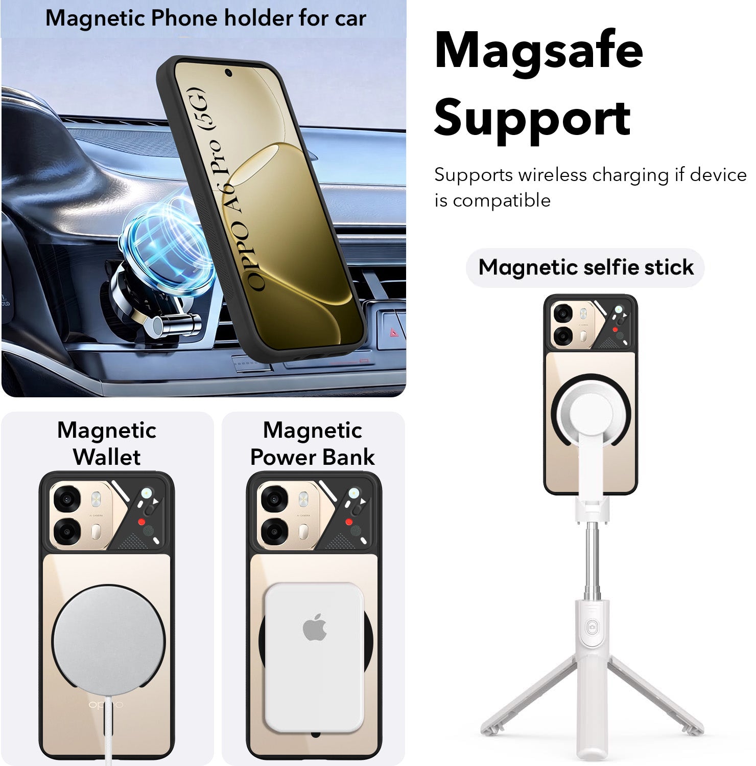 For Oppo A6 Pro Back Cover Case Lifetime Anti-Yellow Clear (Camera Protection | Side Grip | Wireless MagSafe Compatible)