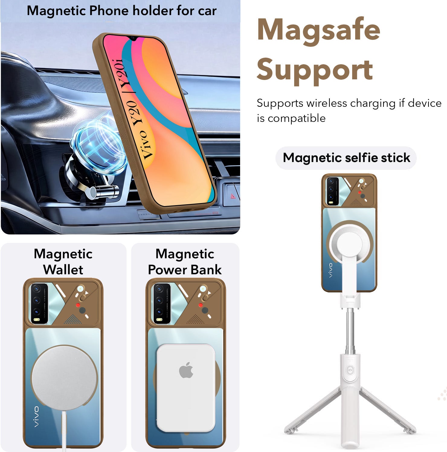 For Vivo Y20 | Y20i Back Cover Case Lifetime Anti-Yellow Clear (Camera Protection | Side Grip | Wireless MagSafe Compatible)