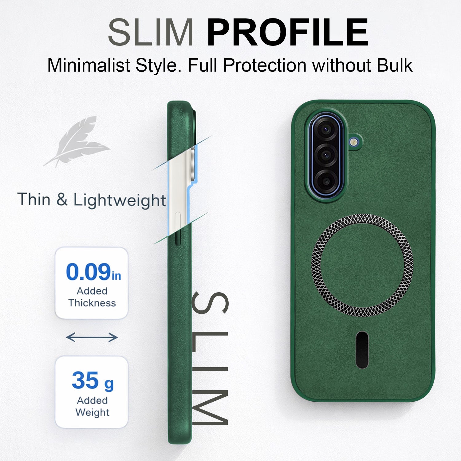 For Samsung Galaxy A17 | Samsung F17 | Samsung M17 5G Back Cover Case Leather Finish (MagSafe Compatible Wireless Charging | Soft Touch | Camera Bump Protection)