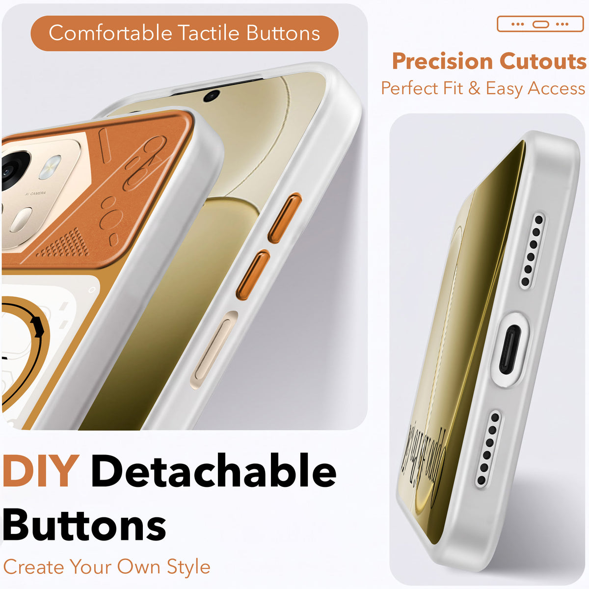 For Oppo A6 Pro Metallic Back Cover Case (Metallic Camera Protection & Buttons | Translucent Milky Shade | Hard Polycarbonate)