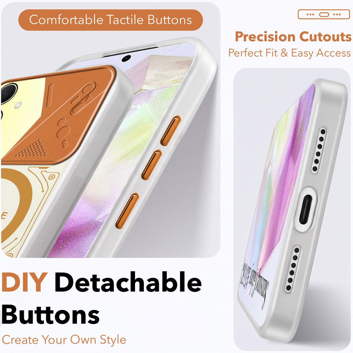 For Samsung Galaxy A35 5G Metallic Back Cover Case (Metallic Camera Protection & Buttons | Translucent Milky Shade | Hard Polycarbonate)