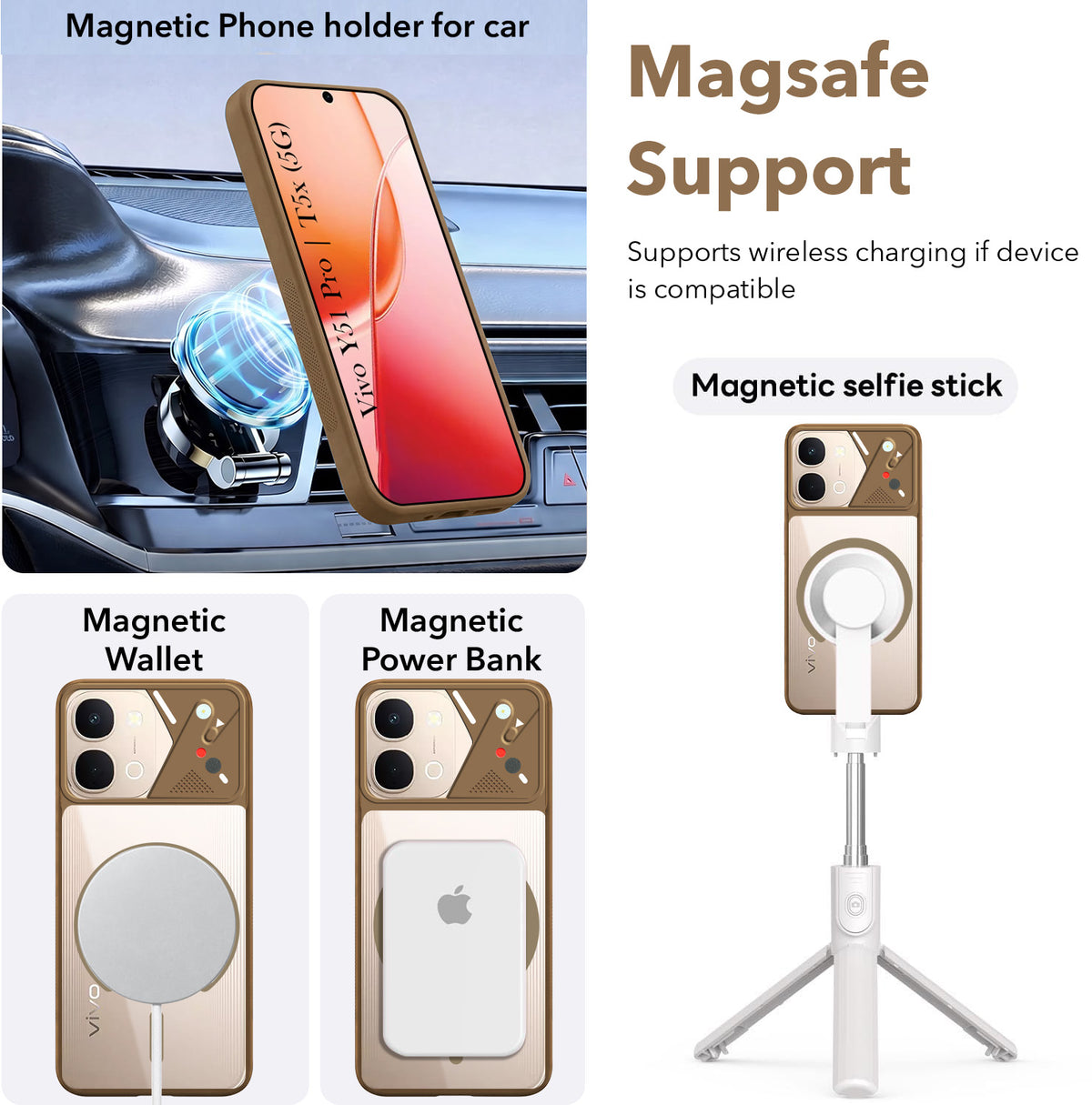 For Vivo Y51 Pro 5G | Vivo T5x Back Cover Case Lifetime Anti-Yellow Clear (Camera Protection | Side Grip | Wireless MagSafe Compatible)