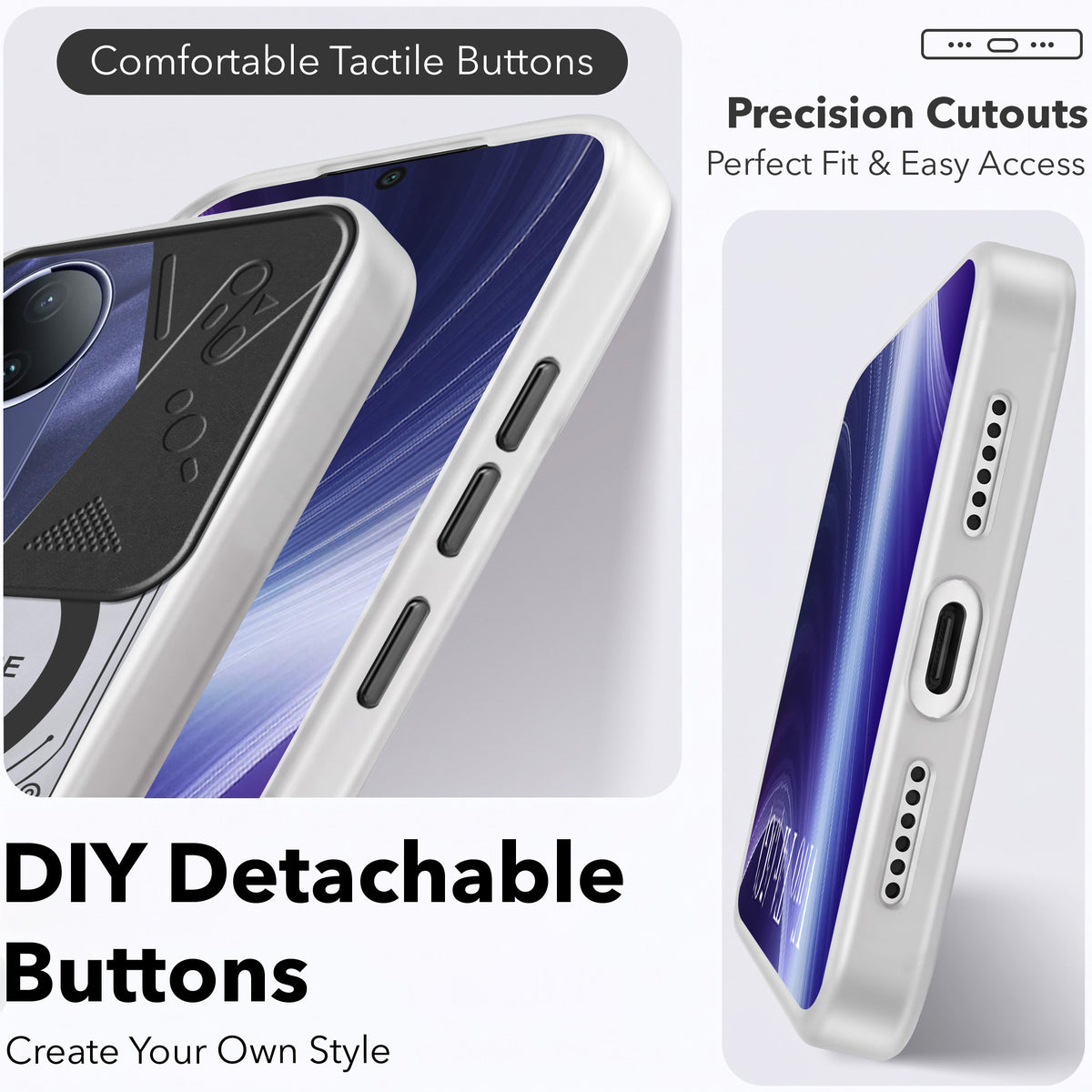 For Vivo T4R Metallic Back Cover Case (Metallic Camera Protection & Buttons | Translucent Milky Shade | Hard Polycarbonate)