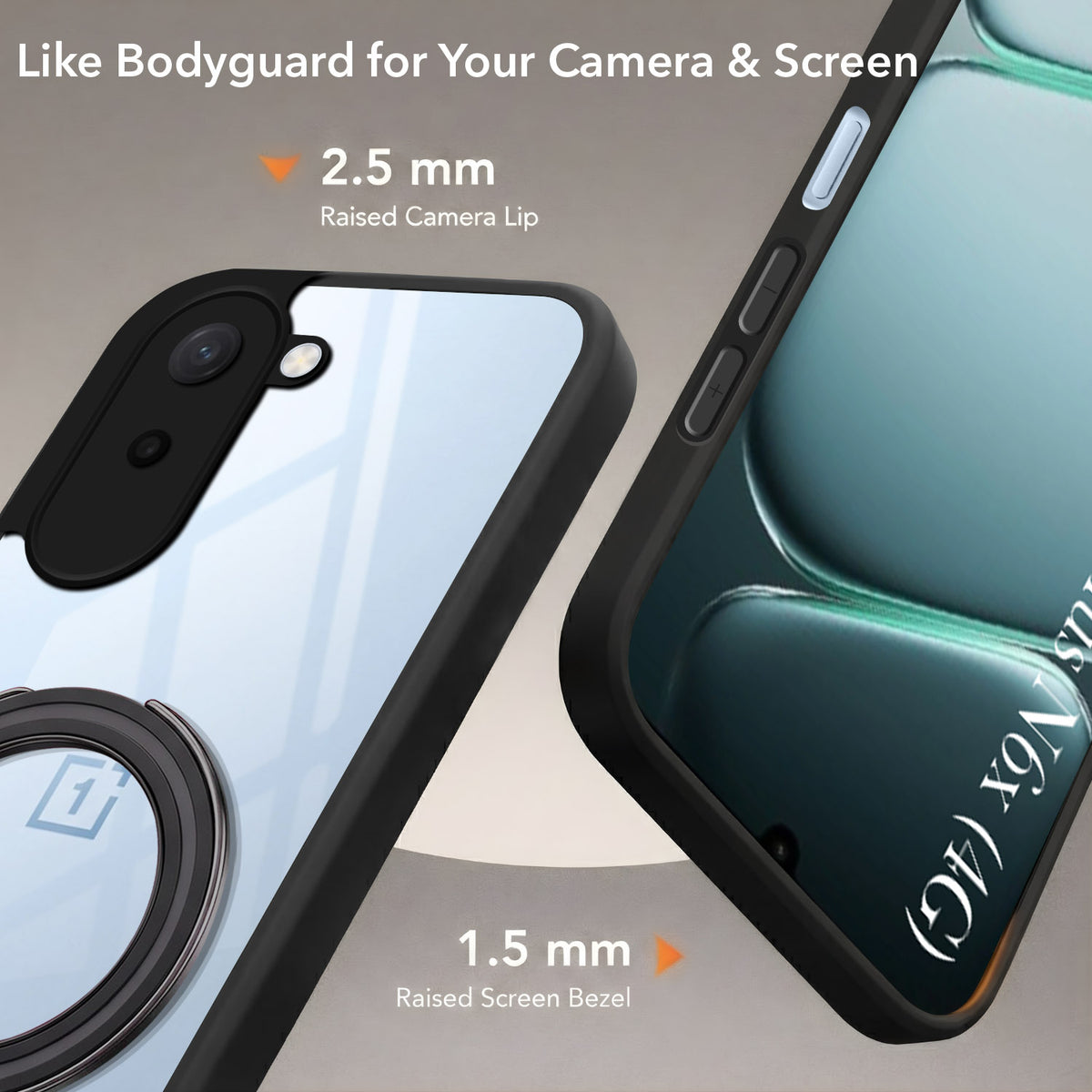 For OnePlus N6X Back Cover Case (Kick Stand Ring Holder | Life time Anti Yellow | Camera Protection)