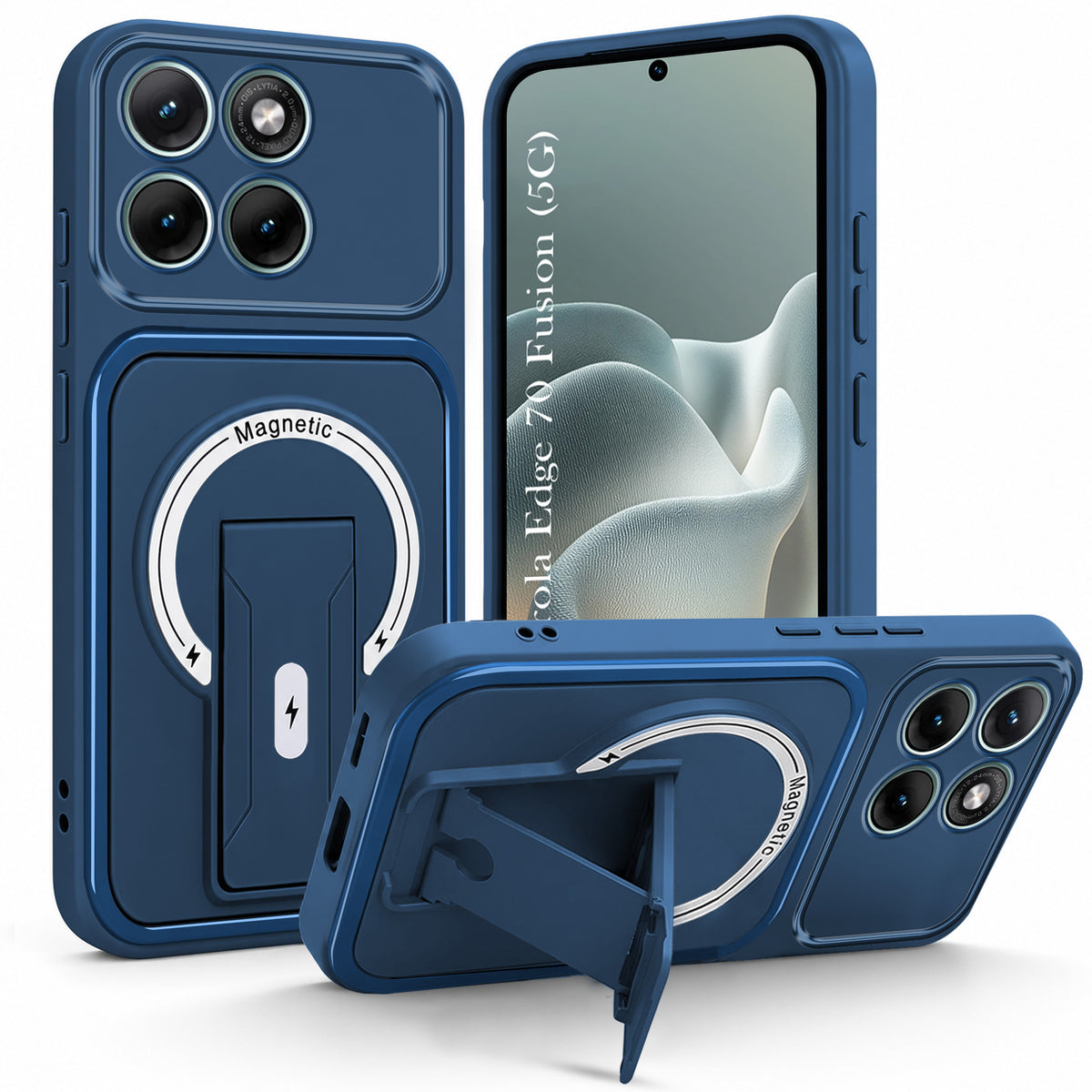 For Motorola Moto Edge 70 Fusion Back Case Cover Metallic (Hybrid Armor Kickstand | MagSafe Compatible | Camera Protection Shockproof)