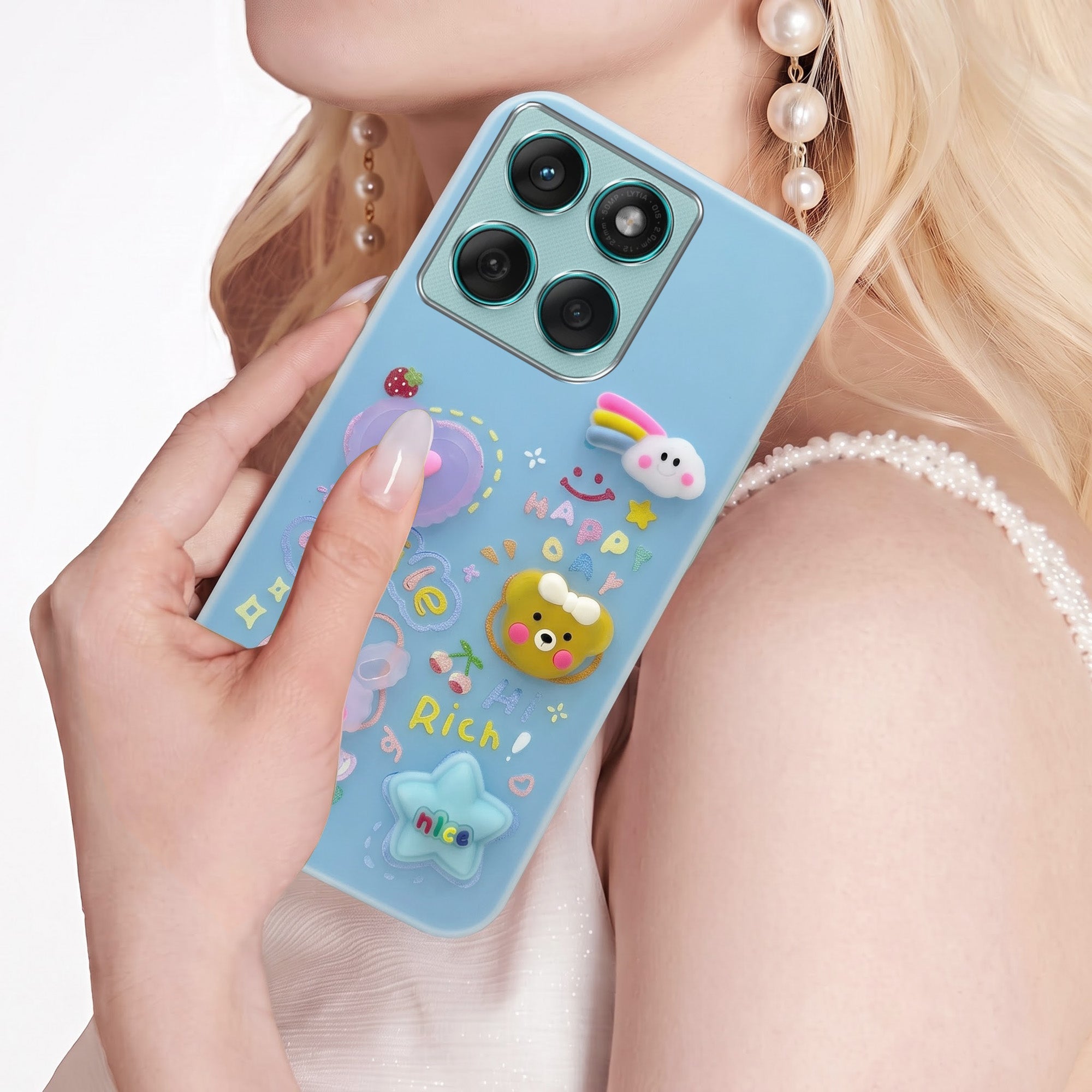 For Motorola Moto Edge 60 Fusion Back Cover Case (3D Cute Cartoons | Hard Back Side Soft | Matte Premium Finish | HD Printing)