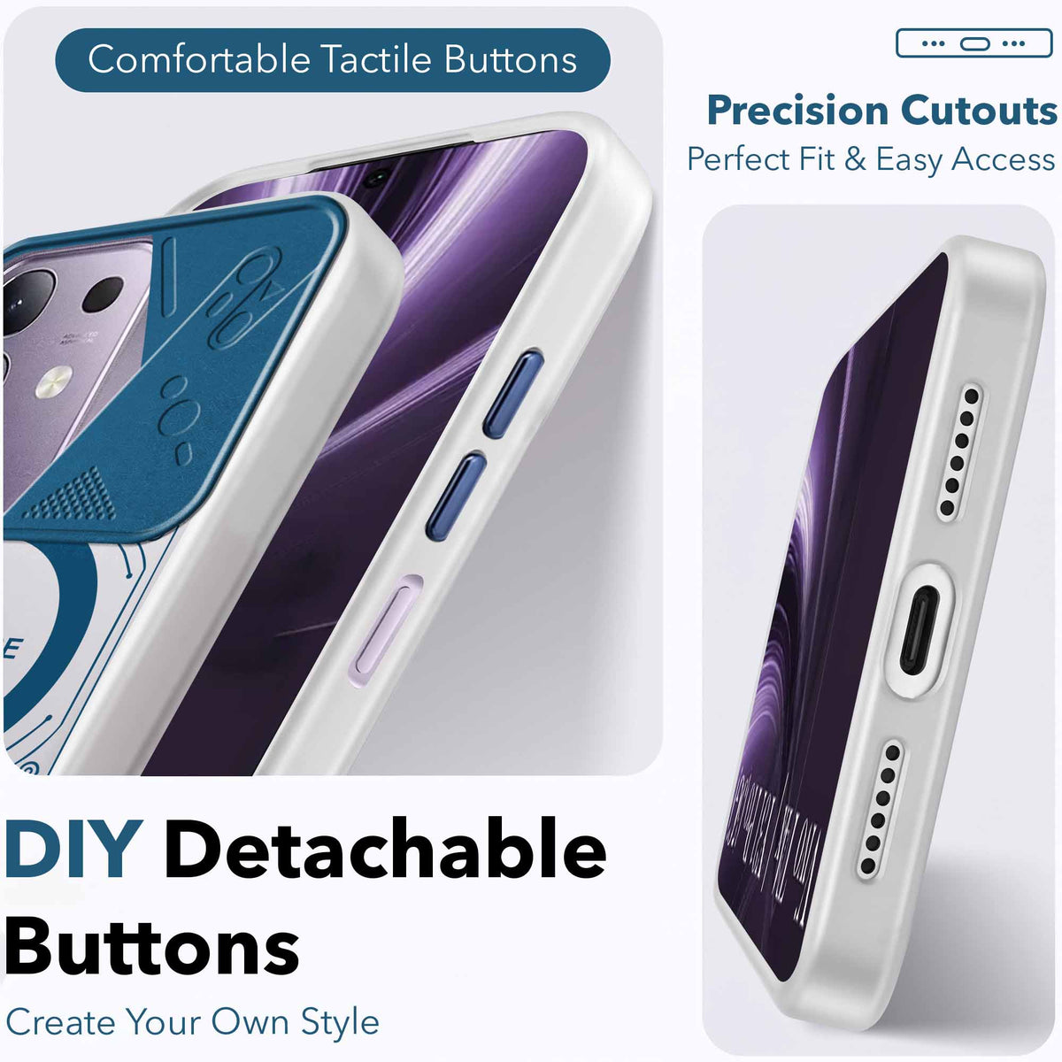 For Vivo T4x | Vivo Y31 Pro Metallic Back Cover Case (Metallic Camera Protection & Buttons | Translucent Milky Shade | Hard Polycarbonate)