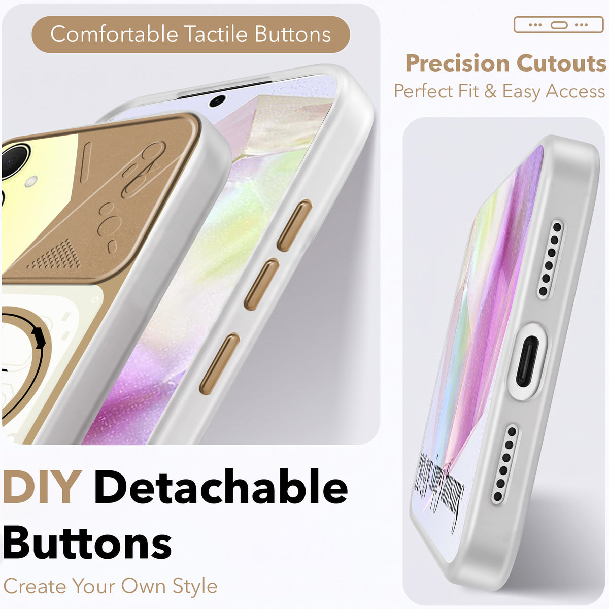 For Samsung Galaxy A35 5G Metallic Back Cover Case (Metallic Camera Protection & Buttons | Translucent Milky Shade | Hard Polycarbonate)