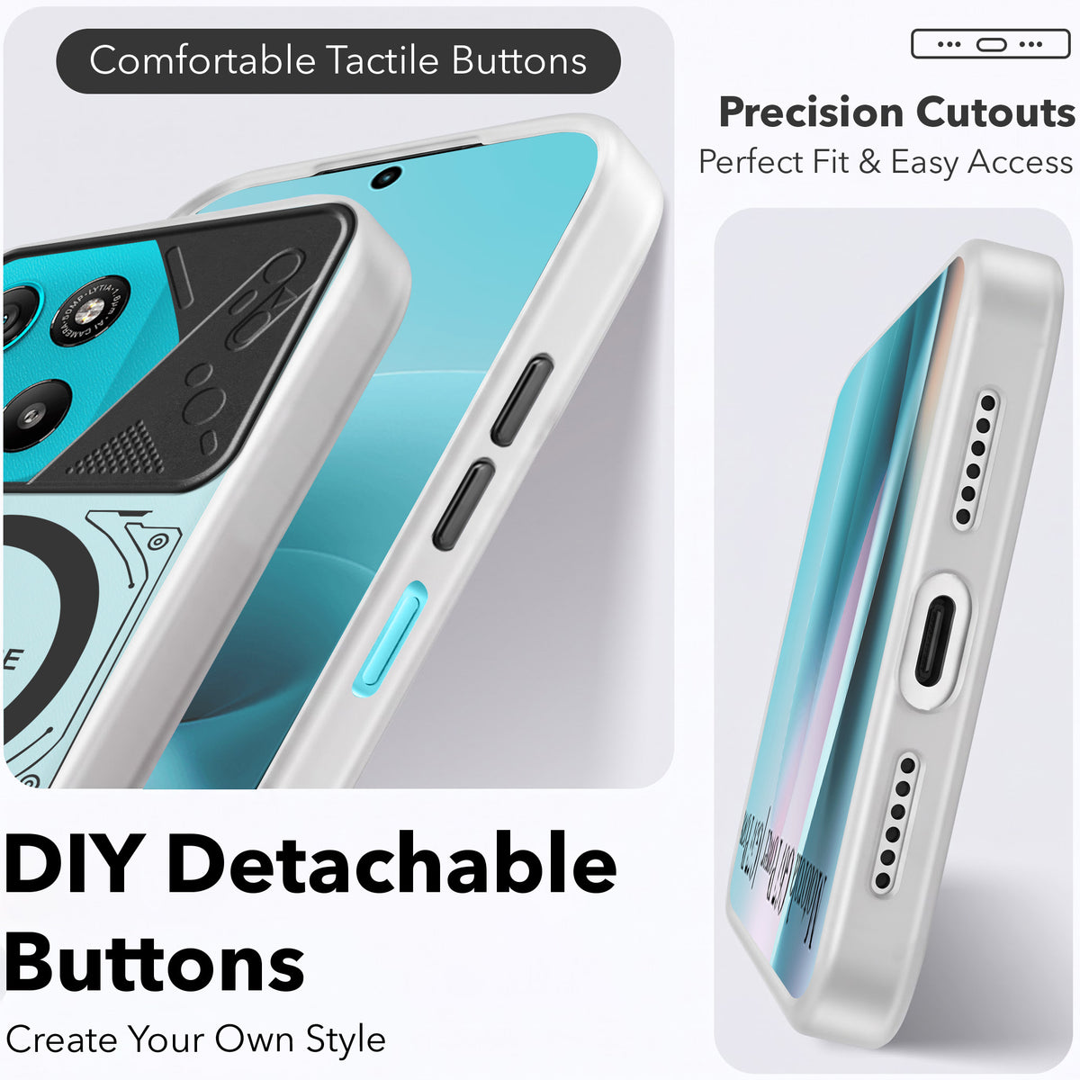 For Motorola Moto G67 Power | G57 Power Metallic Back Cover Case (Metallic Camera Protection & Buttons | Translucent Milky Shade | Hard Polycarbonate)