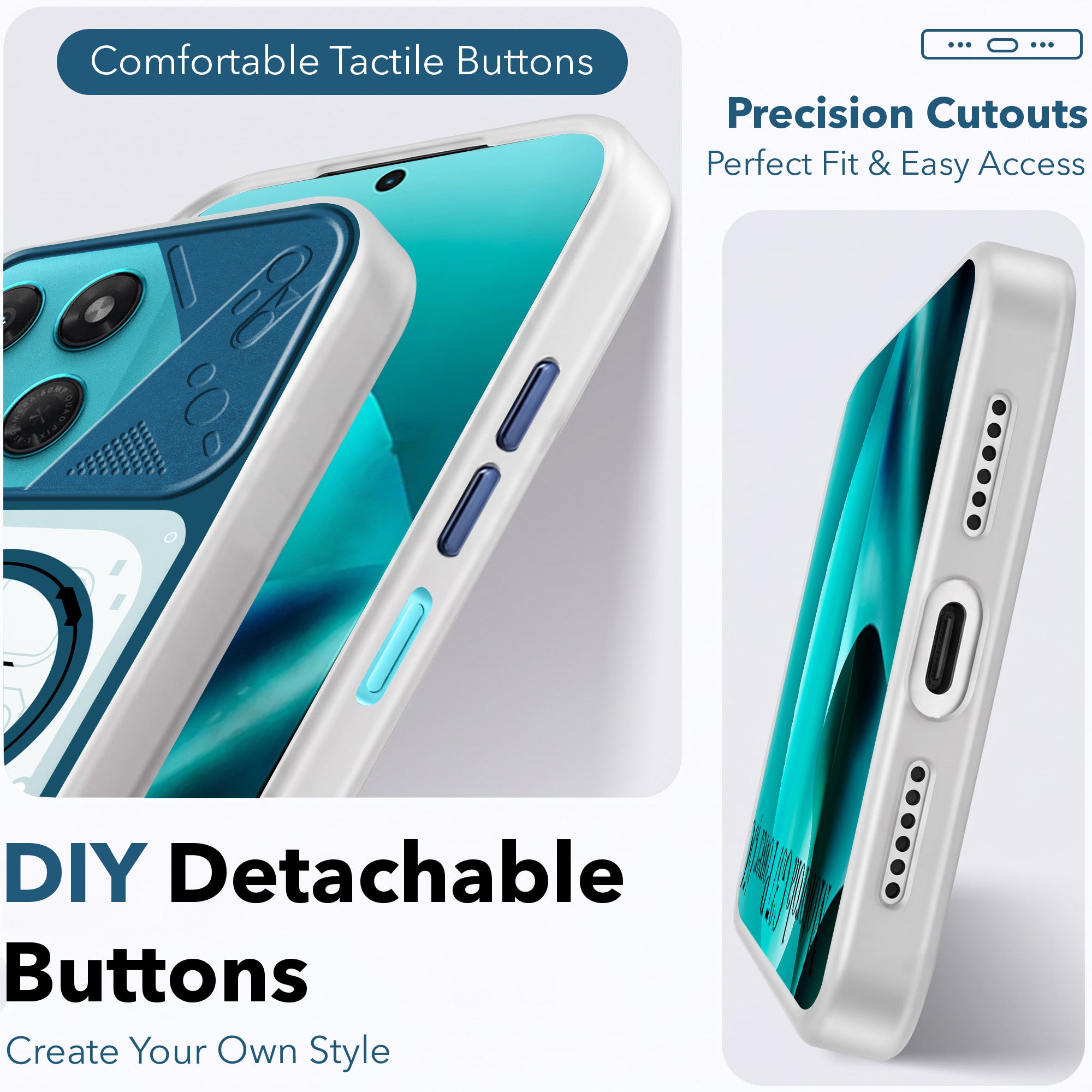 For Motorola Moto G37 Power Metallic Back Cover Case (Metallic Camera Protection & Buttons | Translucent Milky Shade | Hard Polycarbonate)