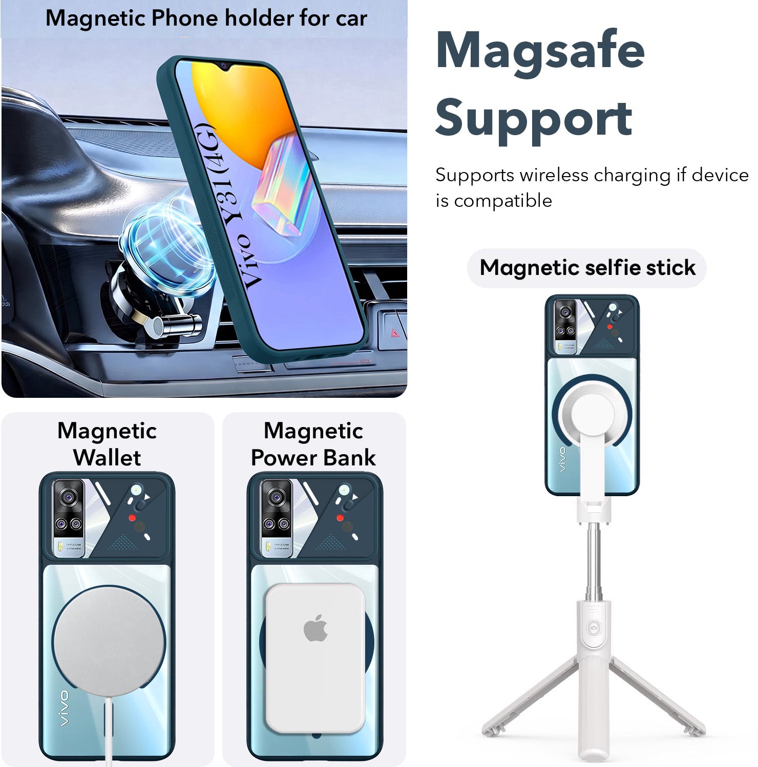 For Vivo Y31 (2021) Back Cover Case Lifetime Anti-Yellow Clear (Camera Protection | Side Grip | Wireless MagSafe Compatible)