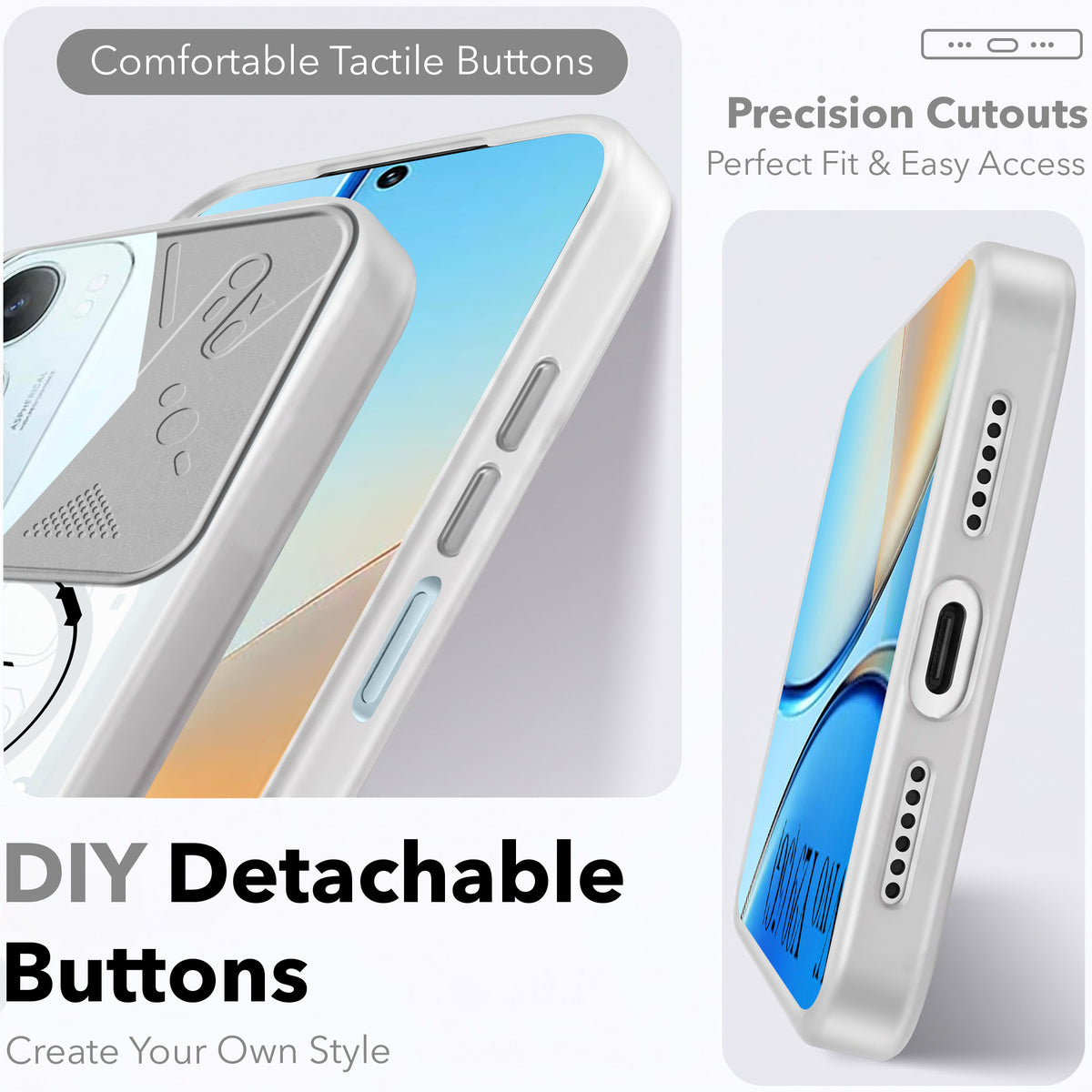 For Vivo Y29 Metallic Back Cover Case (Metallic Camera Protection & Buttons | Translucent Milky Shade | Hard Polycarbonate)