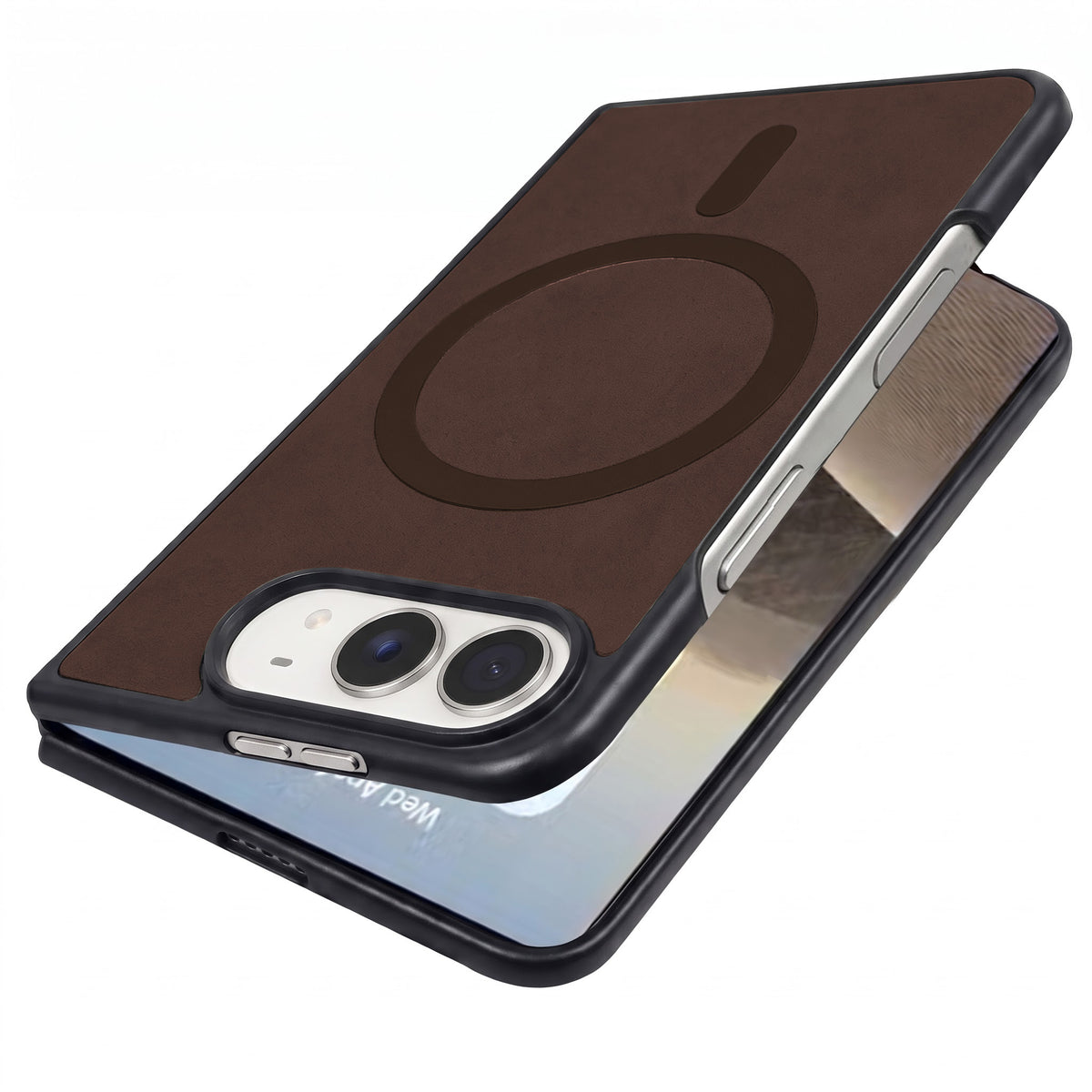 For Apple iPhone Duo Back Cover Case Leather Finish (MagSafe Wireless Charging Compatible | Inside Microfiber Cloth)